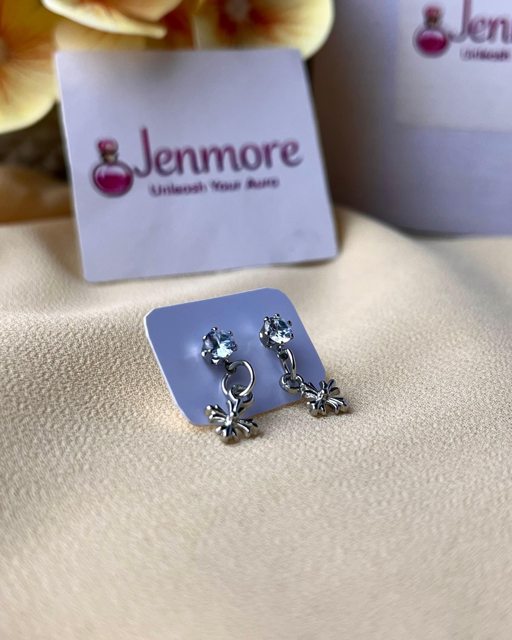Jenmore Winter Frost Crystal Snowflake Drop Stud Earrings