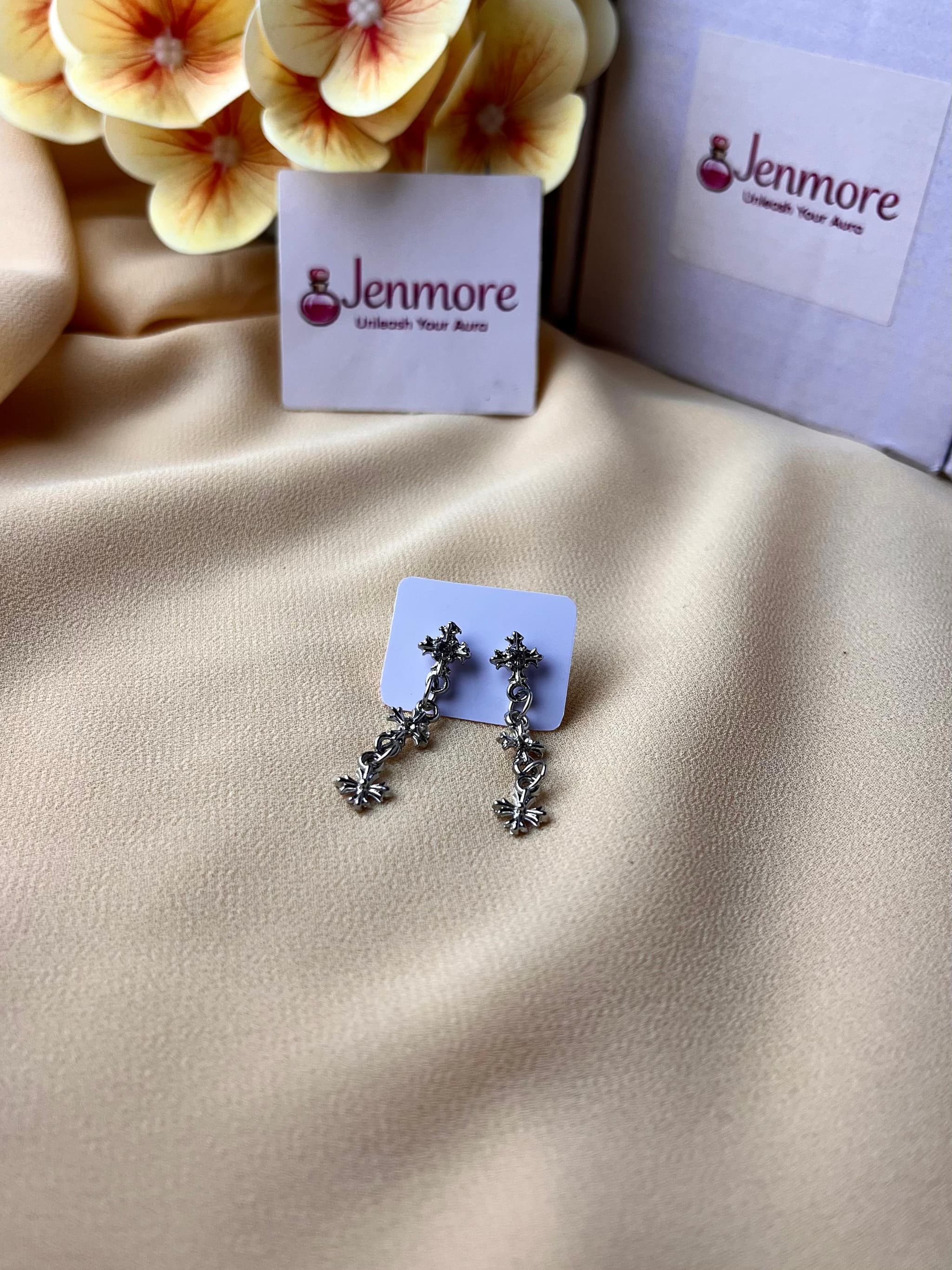 Jenmore Vintage Grunge Triple Cross Drop Statement Earrings — view 3