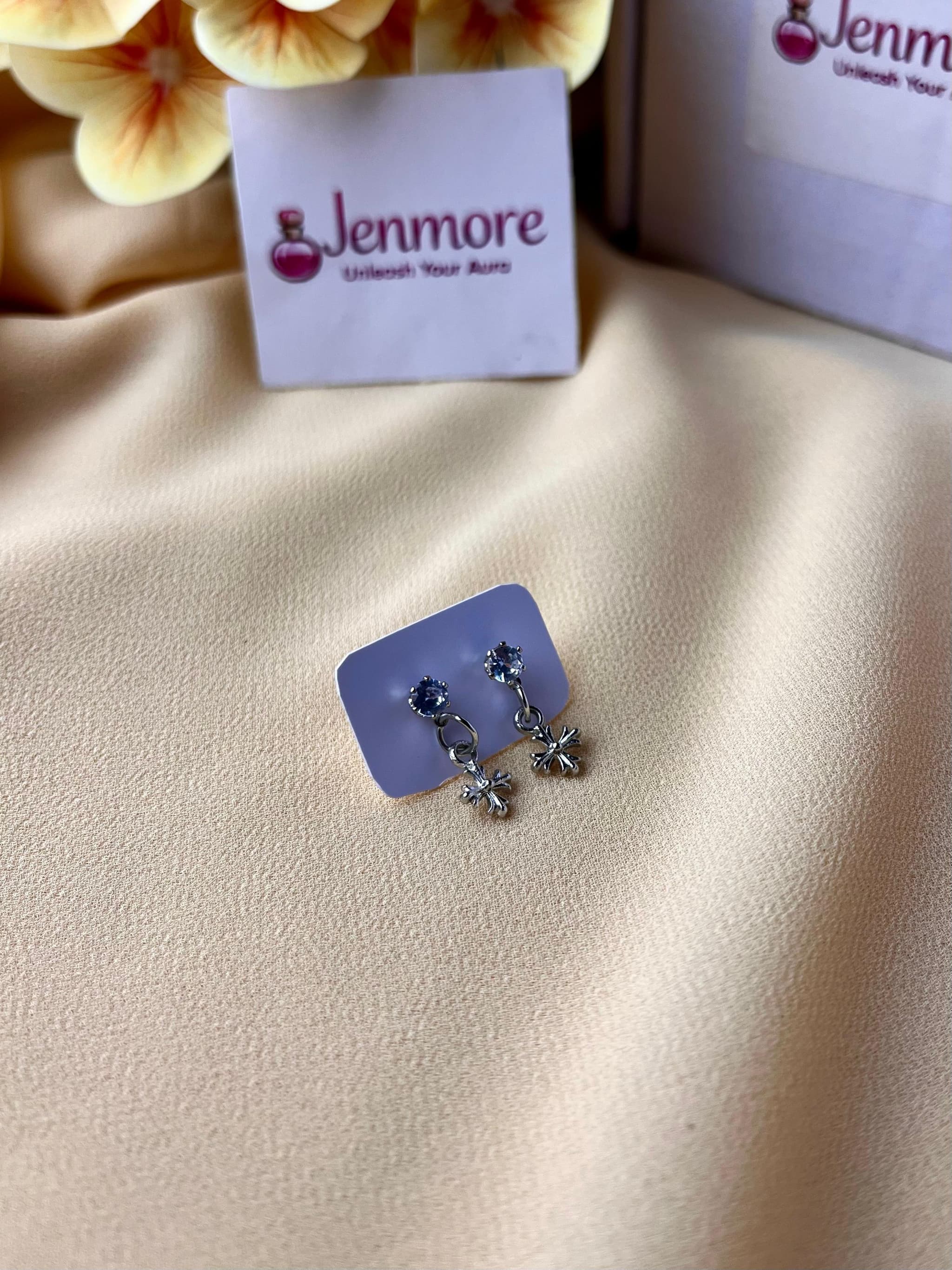 Jenmore Winter Frost Crystal Snowflake Drop Stud Earrings — view 2