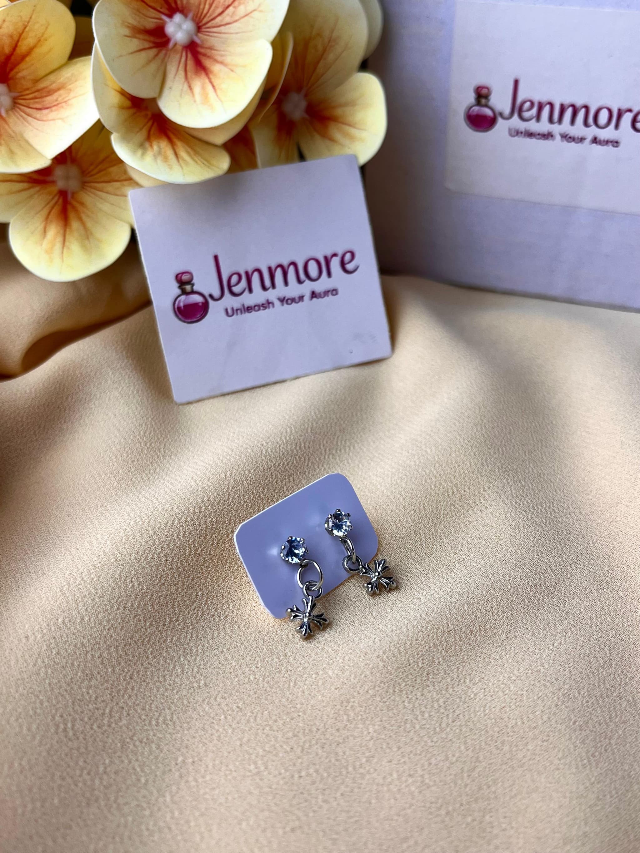 Jenmore Winter Frost Crystal Snowflake Drop Stud Earrings — view 3