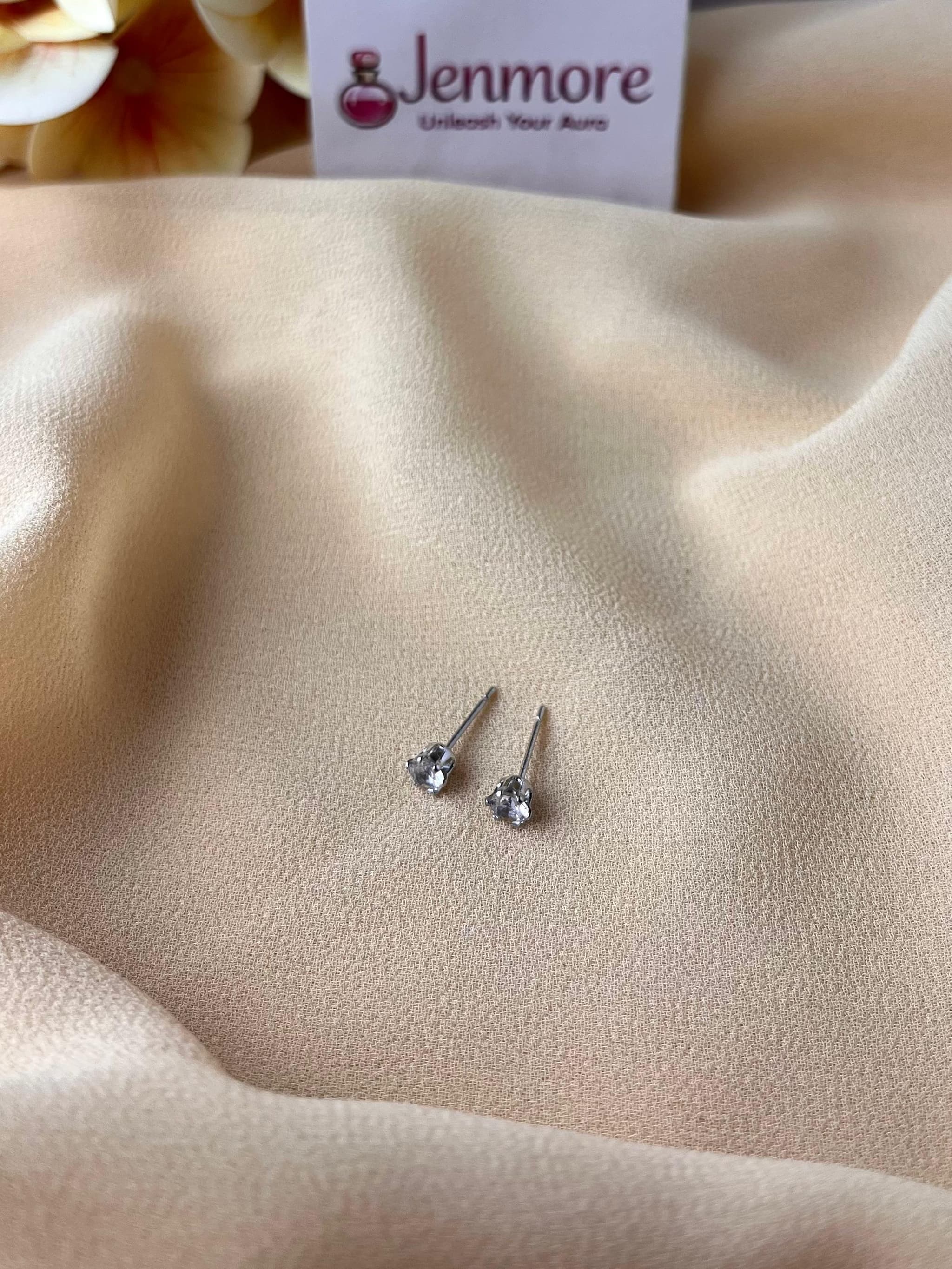 Jenmore Sweetheart Prism Clear Heart Crystal Stud Earrings — view 2