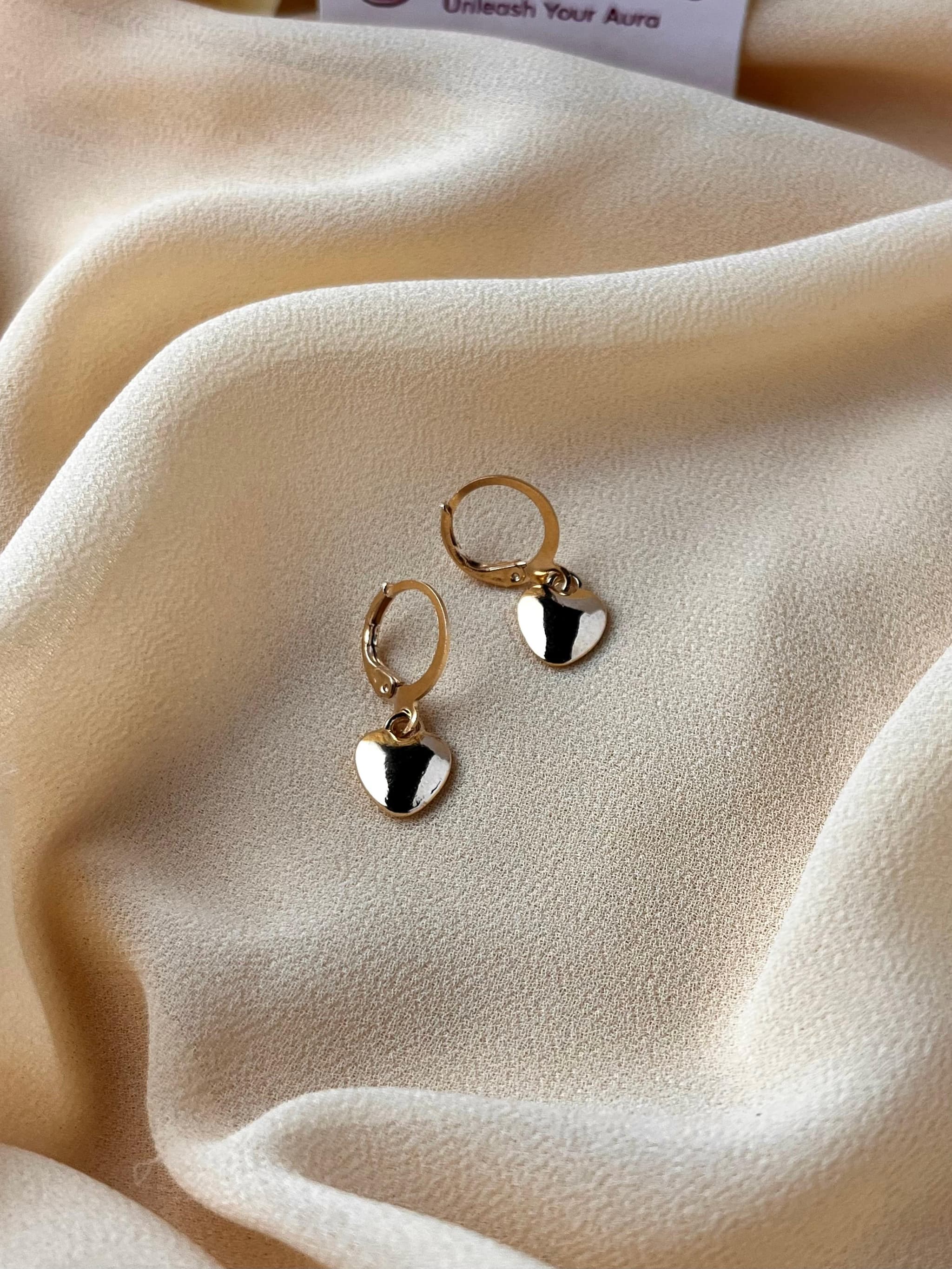 Jenmore Liquid Metal High-Shine Heart Leverback Drop Earrings