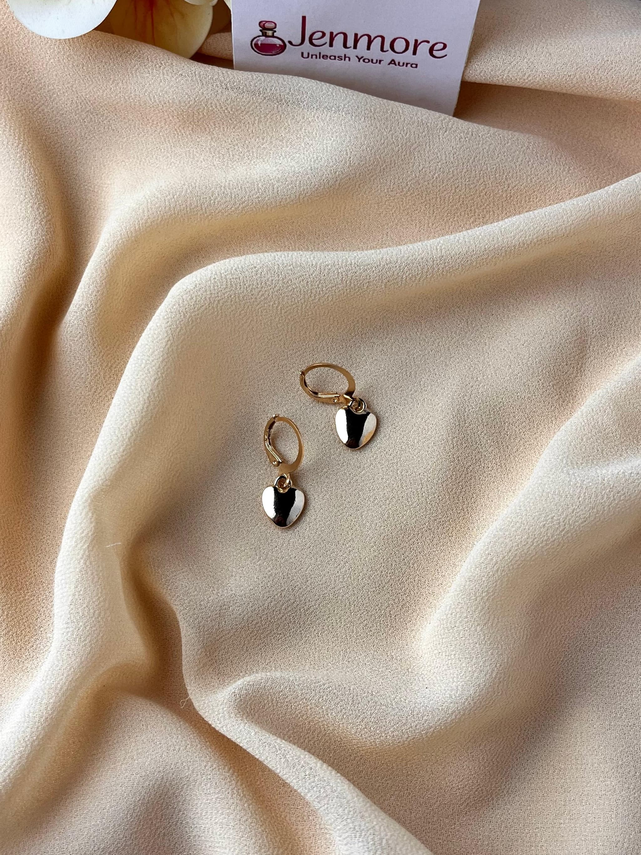 Jenmore Liquid Metal High-Shine Heart Leverback Drop Earrings — view 2