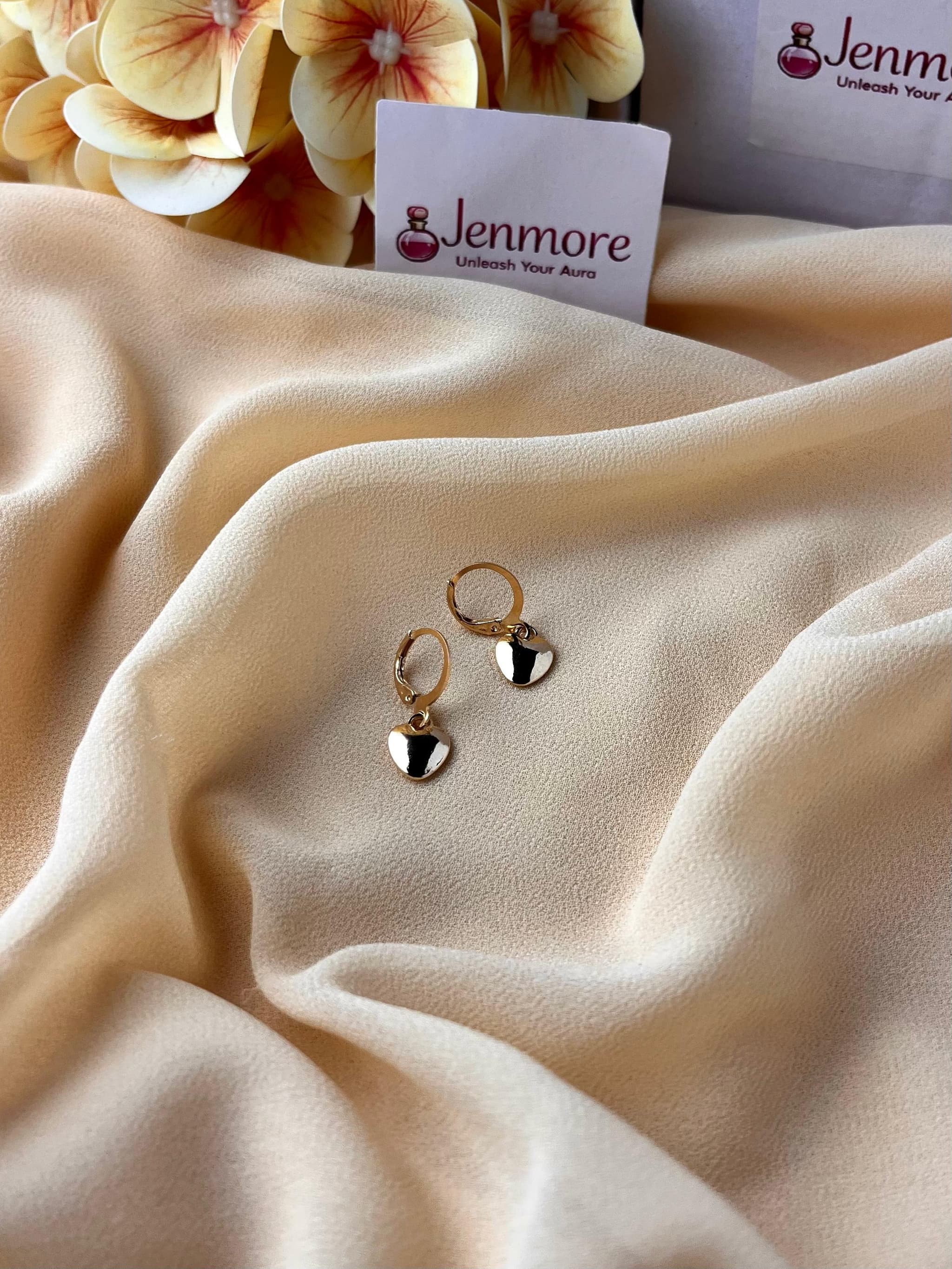 Jenmore Liquid Metal High-Shine Heart Leverback Drop Earrings — view 3