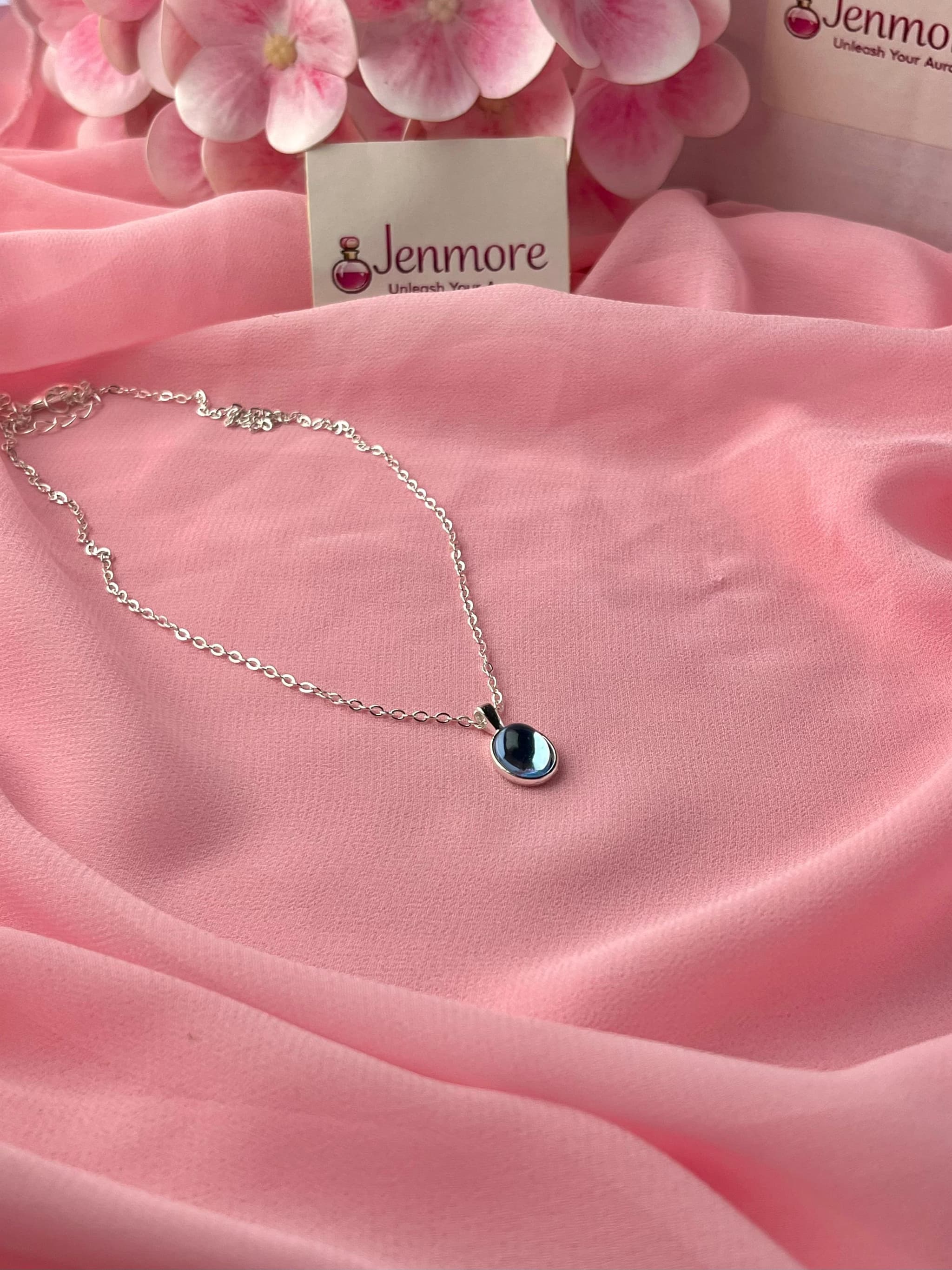 Jenmore Deep Ocean Oval Crystal Pendant Necklace