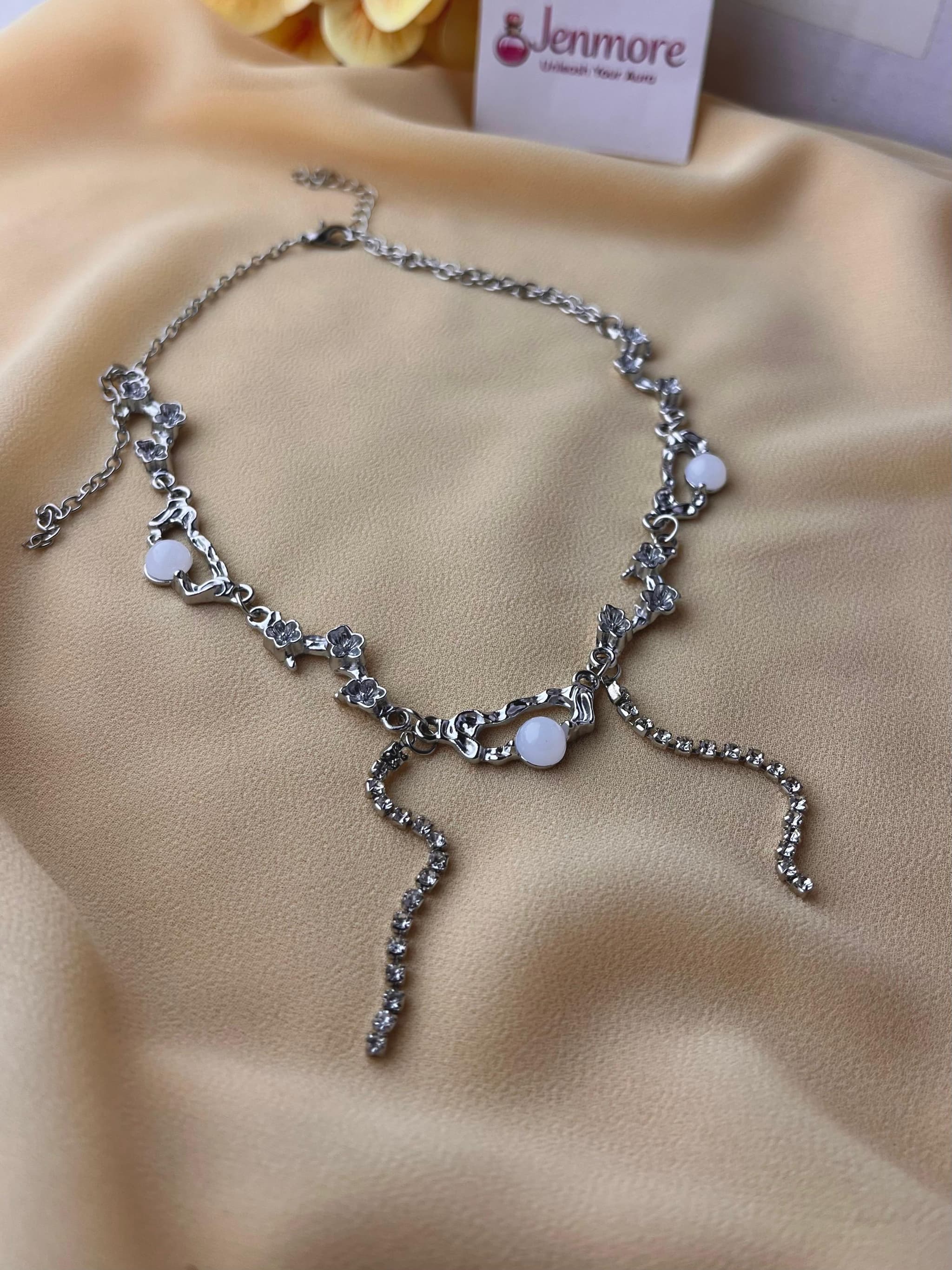 Jenmore Enchanted Blossom Opal Vine Statement Choker Necklace