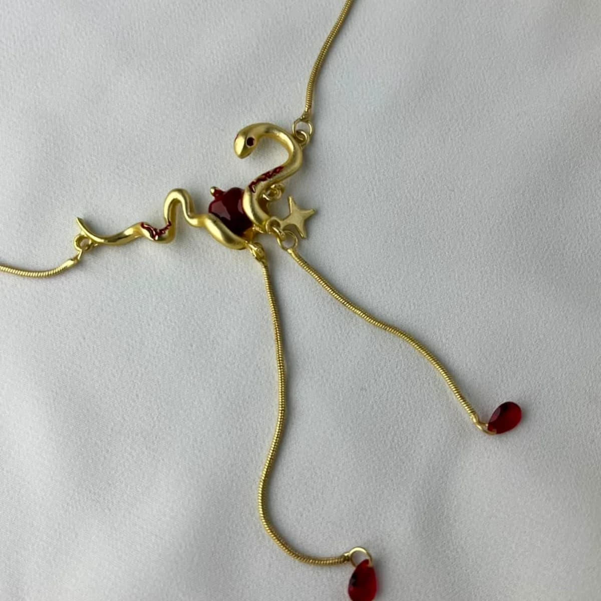 Jenmore Forbidden Heart Liquid Gold Snake Necklace