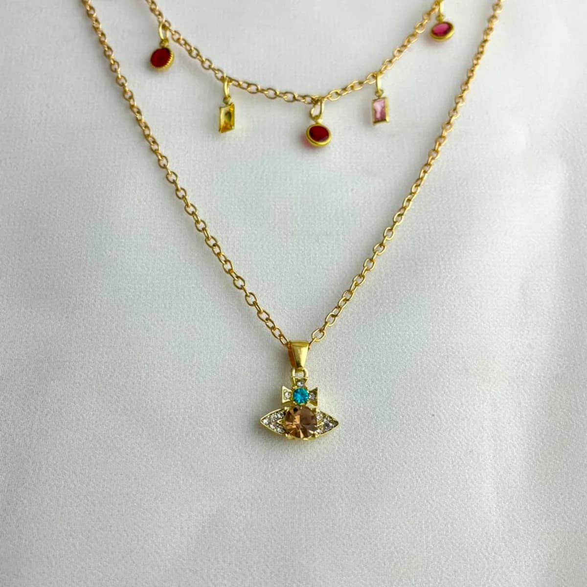 Jenmore Galaxy Blossom Layered Gemstone Necklace