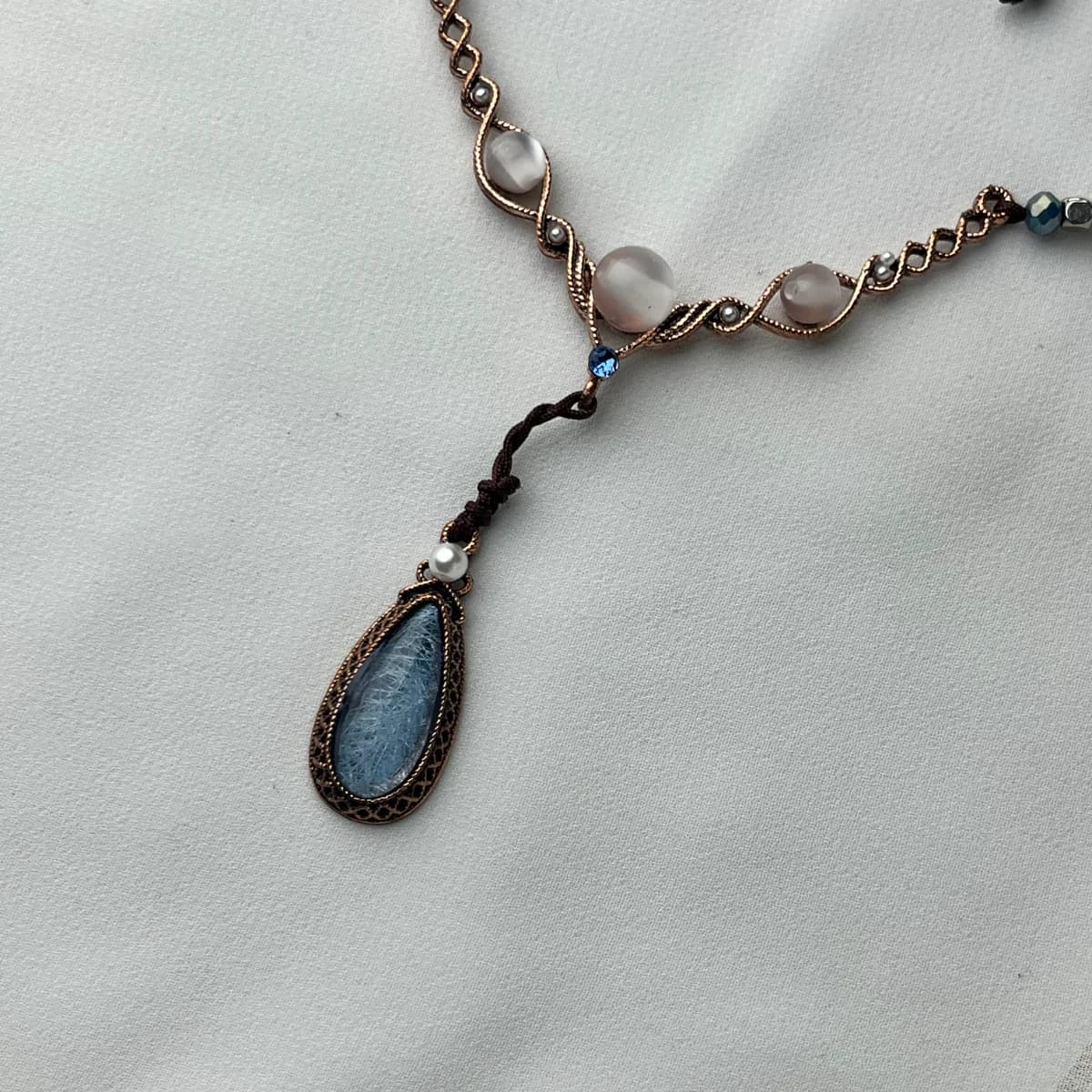 Jenmore Ethereal Kyanite Macrame Drop Necklace