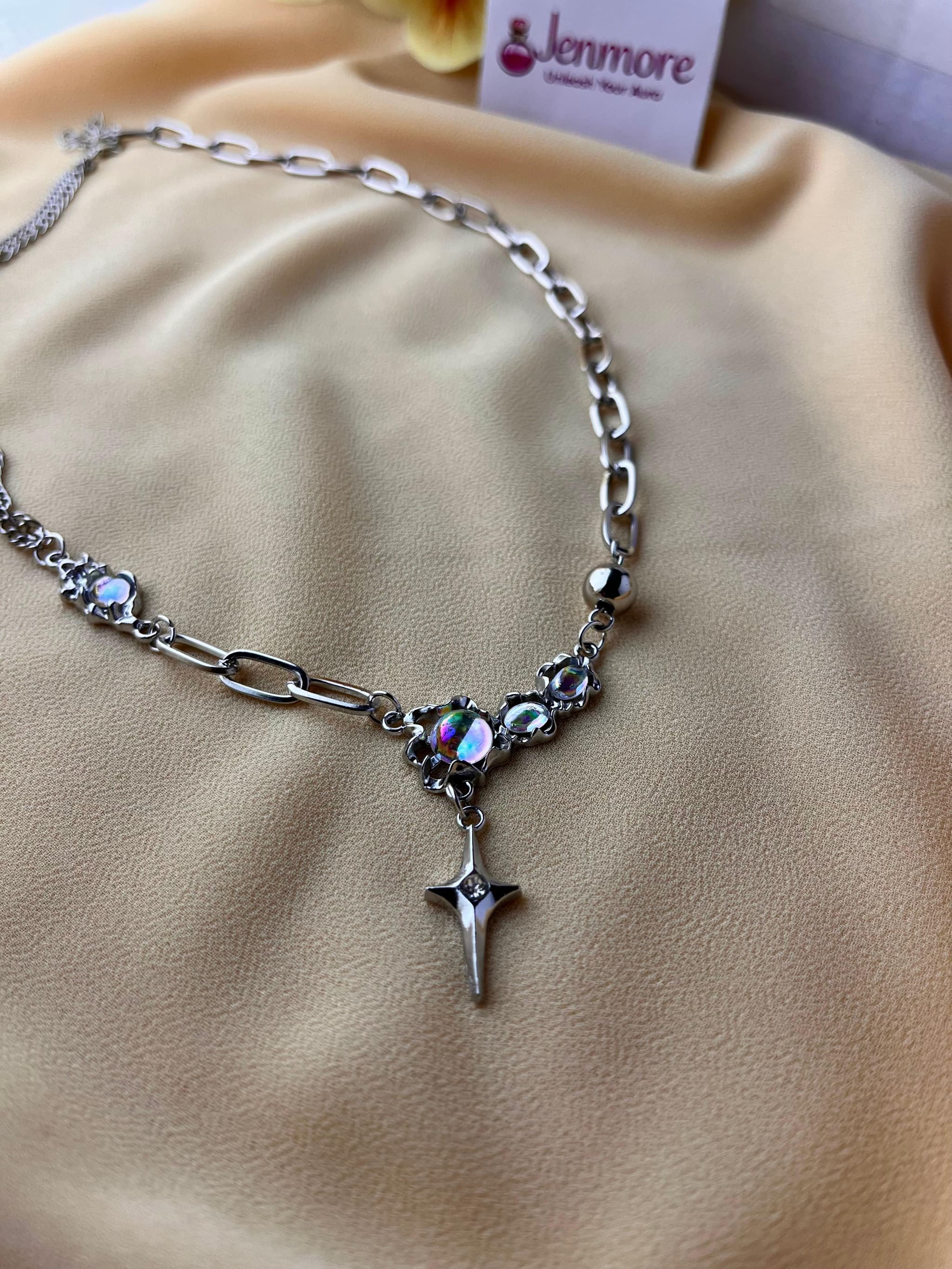 Cosmic Twilight Star Pendant Silver Chain Necklace
