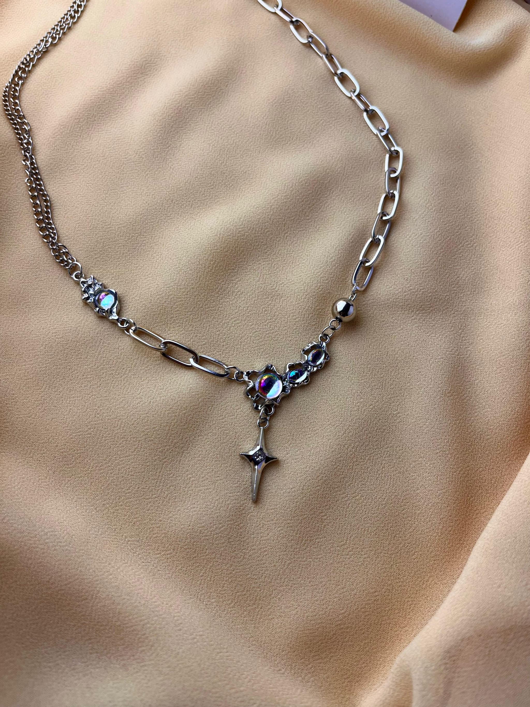 Cosmic Twilight Star Pendant Silver Chain Necklace — view 2