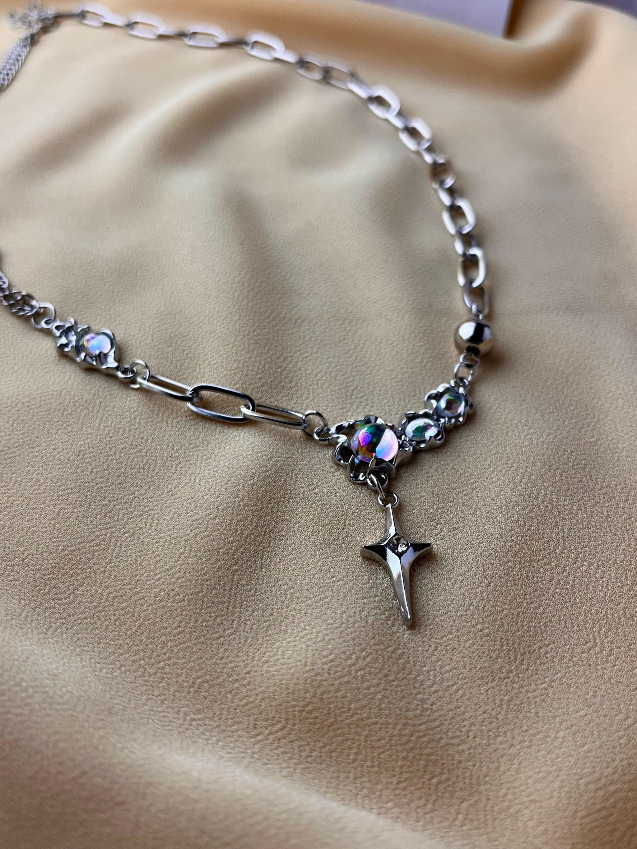 Cosmic Twilight Star Pendant Silver Chain Necklace — view 3