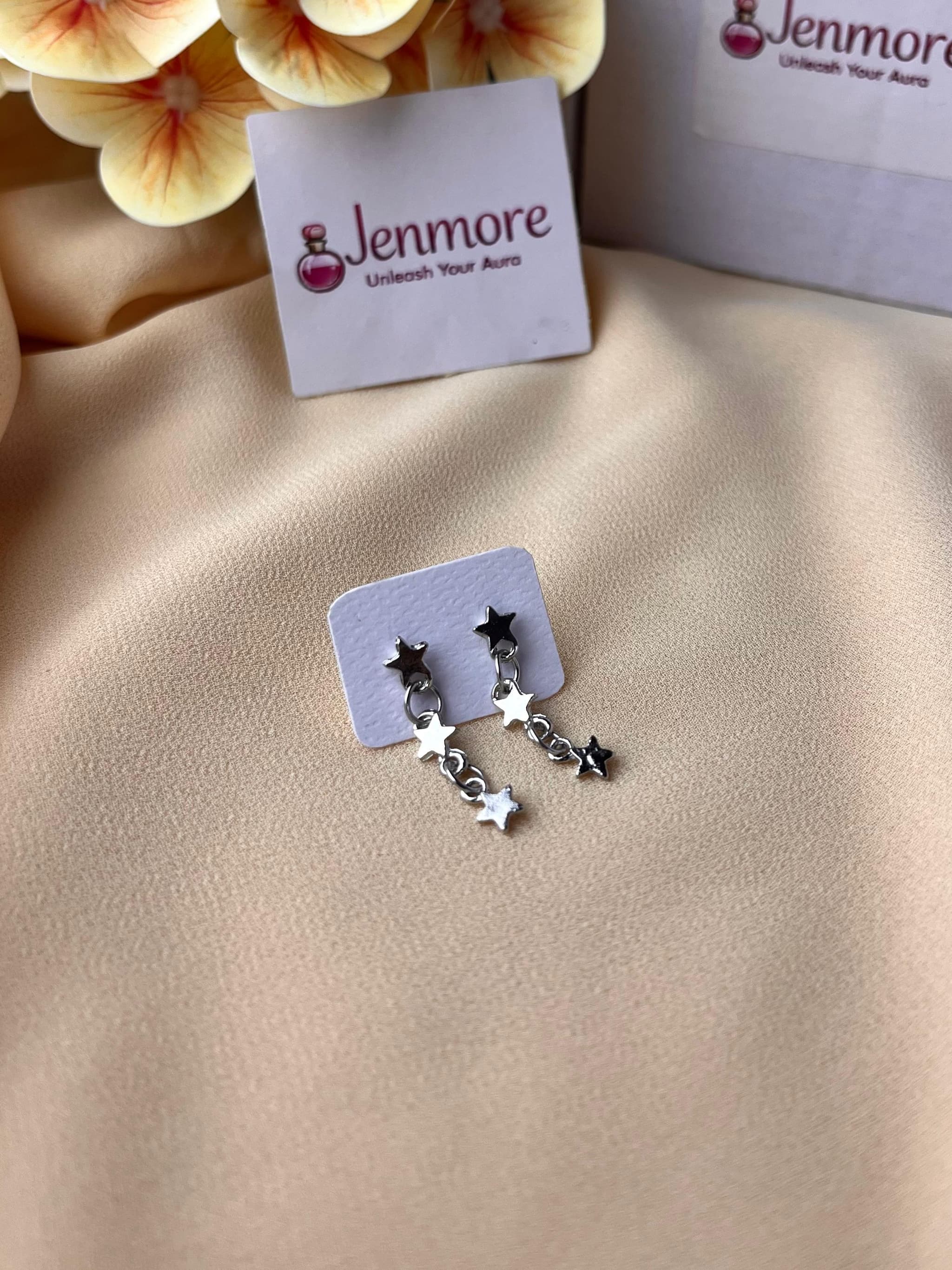 Jenmore Cosmic Cascade Triple Star Drop Earrings — view 2