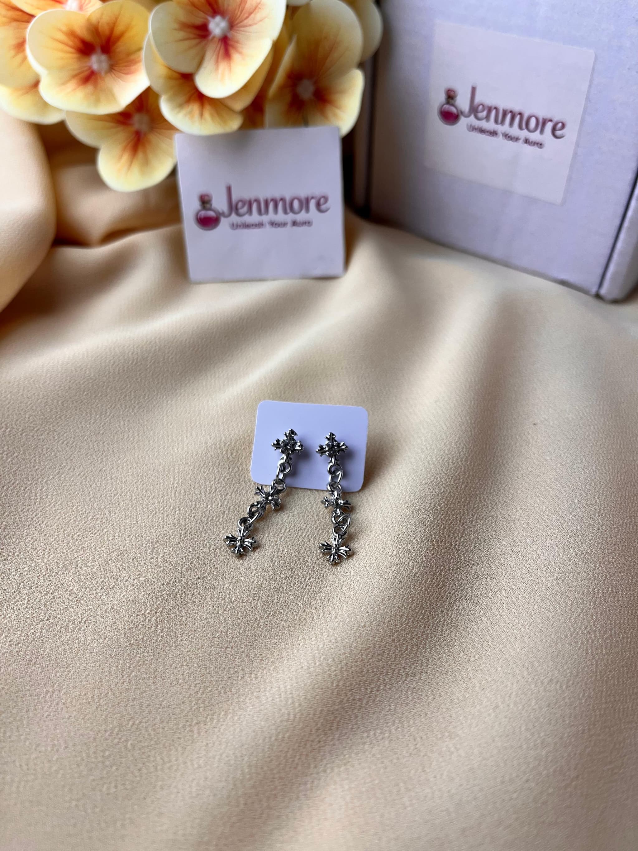 Jenmore Cosmic Cascade Triple Star Drop Earrings — view 3