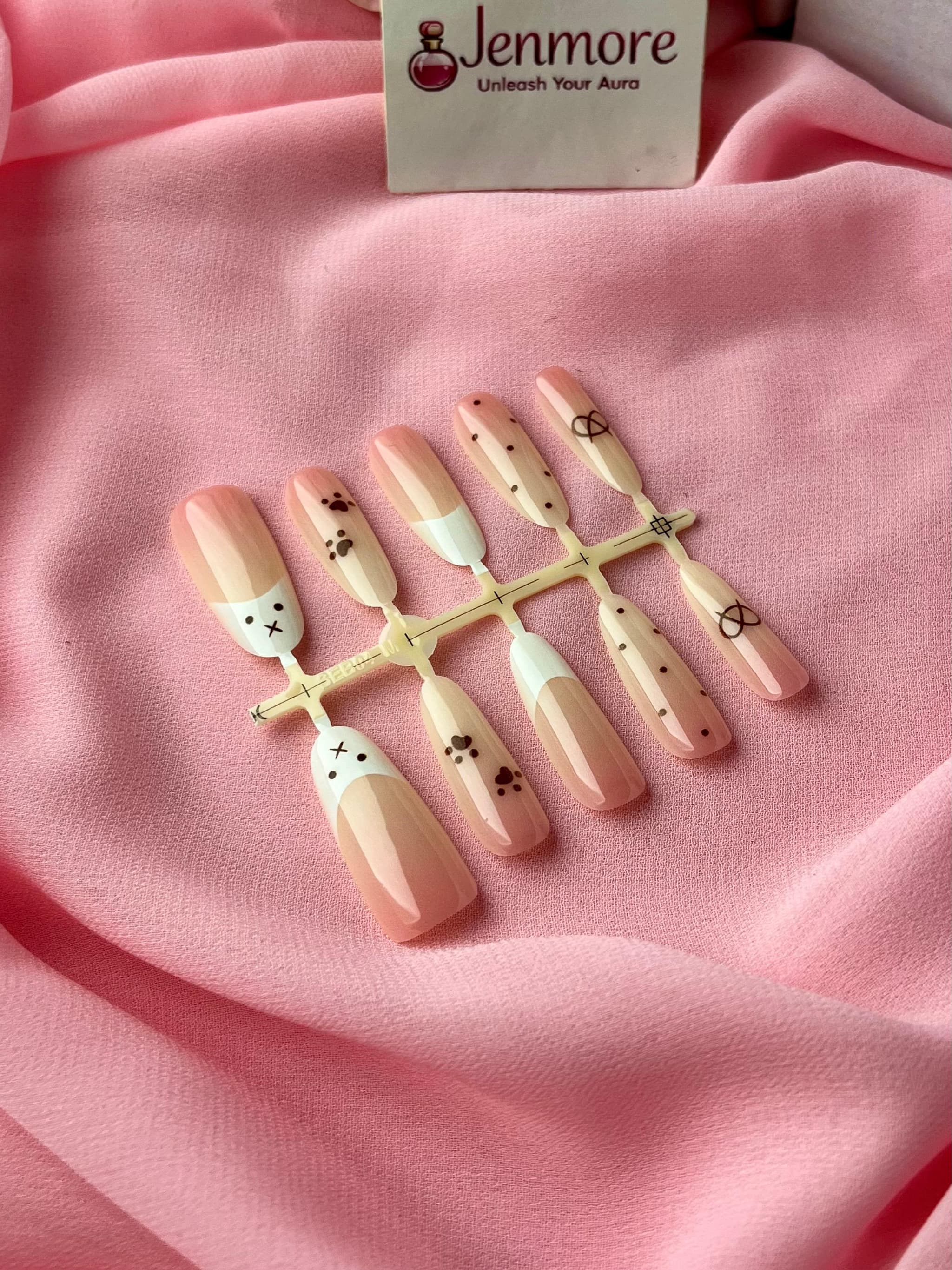 Jenmore Sweet Miffy Pastel Nude Coquette Press-On Nail Set (Includes Nail Glue) — view 3