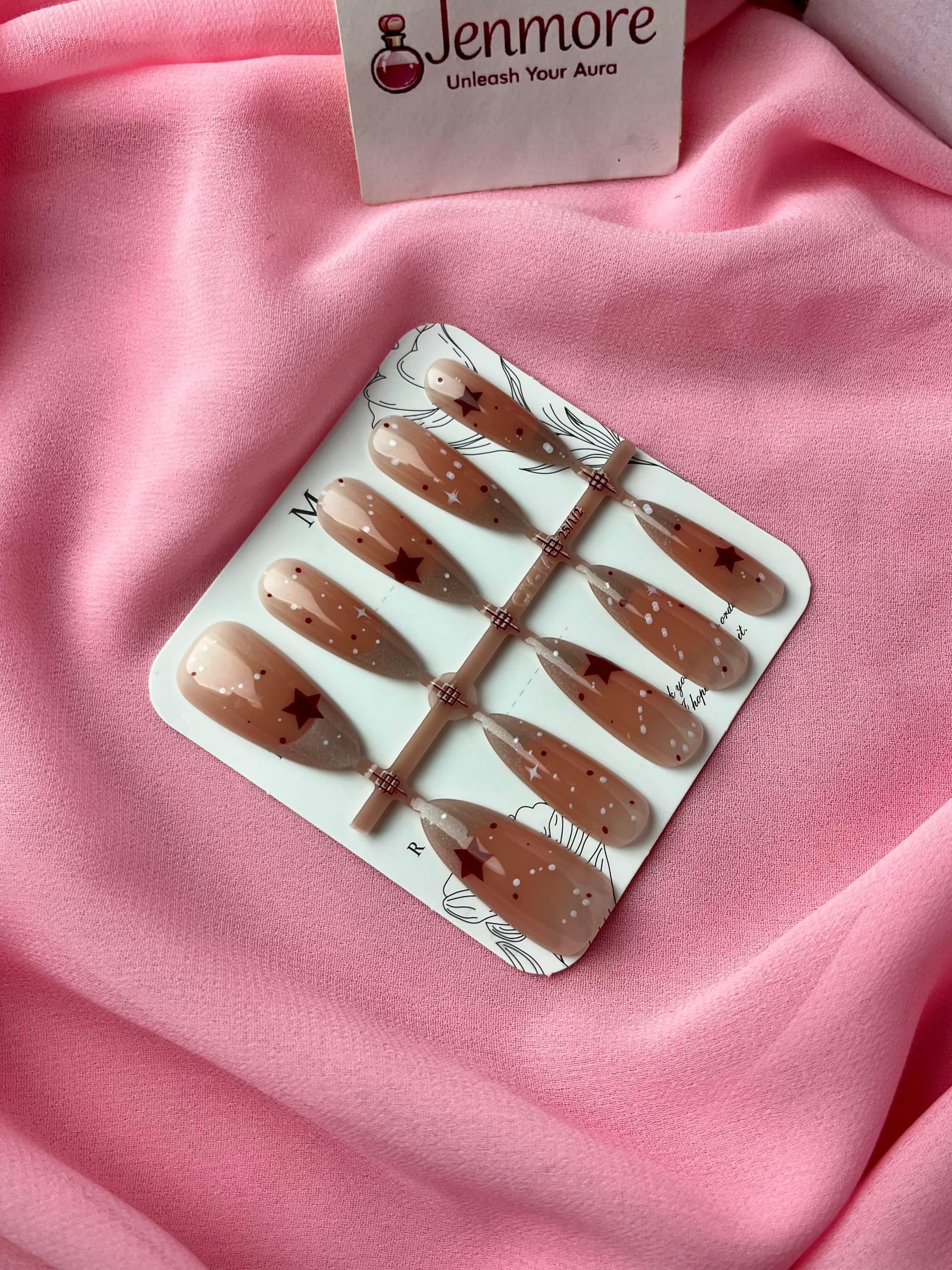 Jenmore Cosmic Celestial Starry Nude Press-On Nail Set (Includes Nail Glue) — view 2
