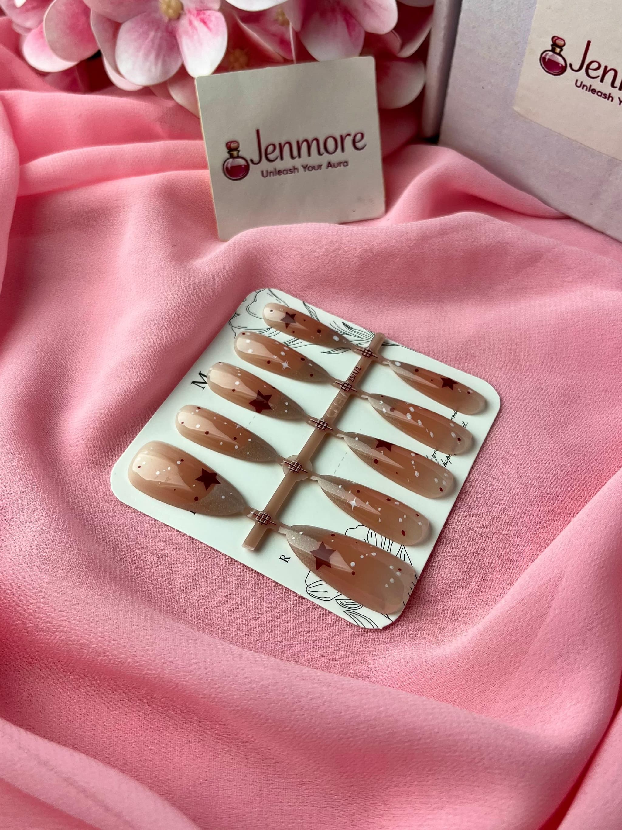 Jenmore Cosmic Celestial Starry Nude Press-On Nail Set (Includes Nail Glue) — view 3