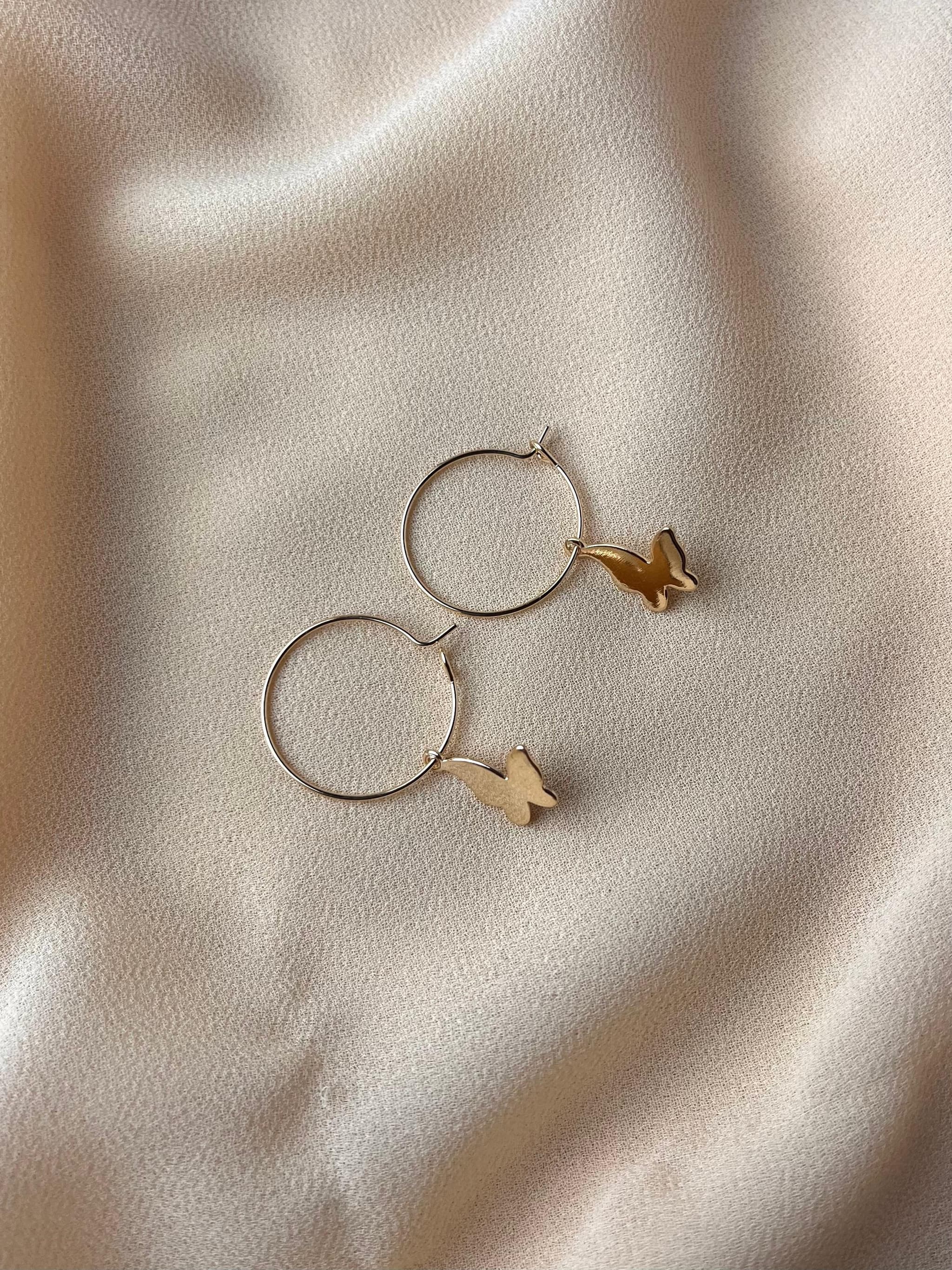 Jenmore Ethereal Meadow Butterfly Drop Hoop Earrings — view 3