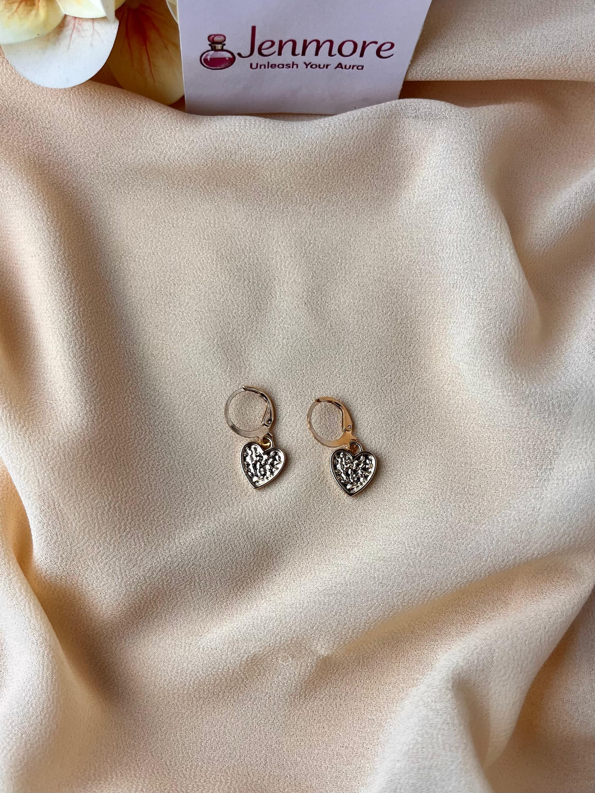 Jenmore Melted Texture Heart Leverback Drop Earrings — view 2