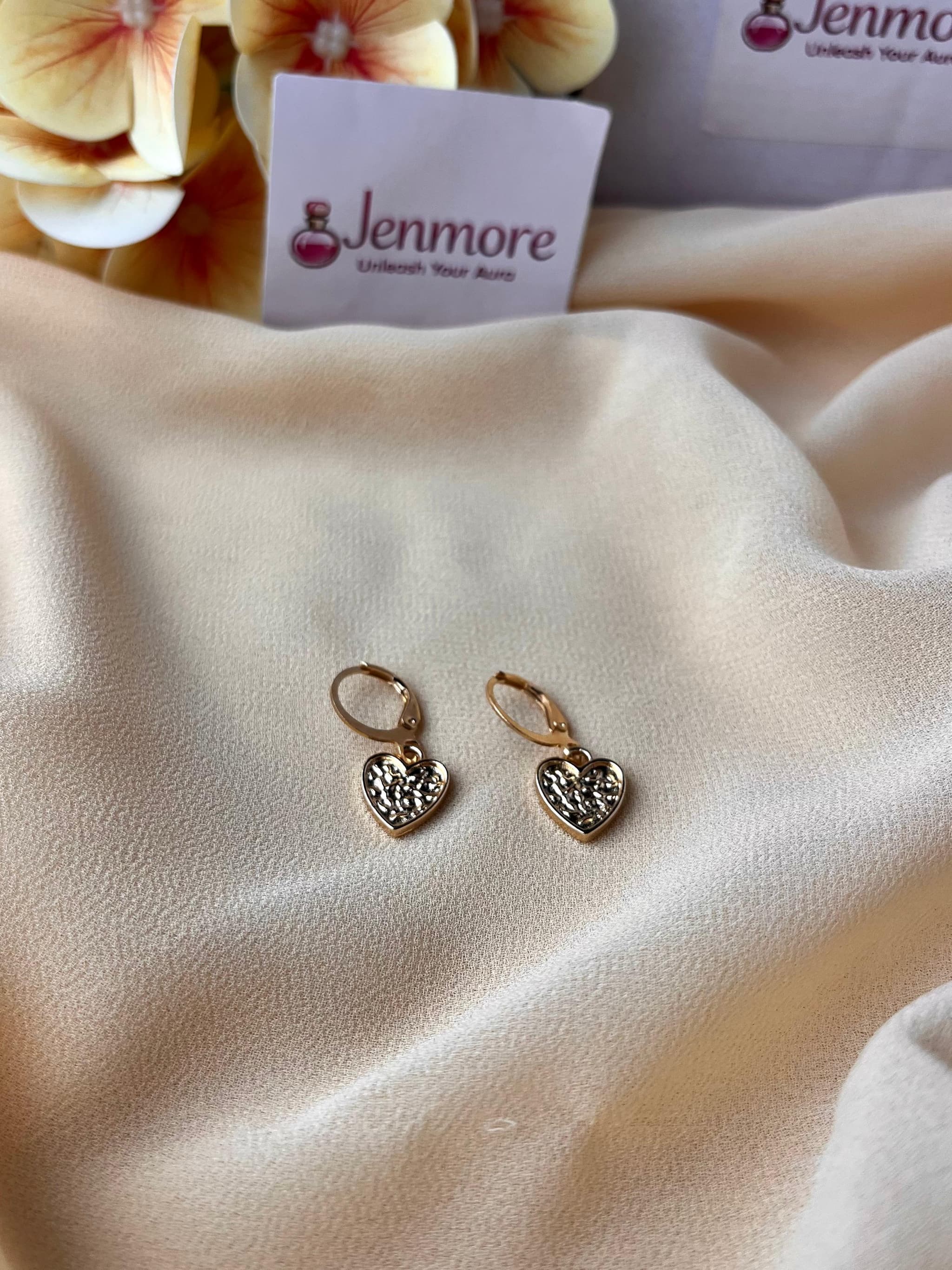 Jenmore Melted Texture Heart Leverback Drop Earrings — view 3