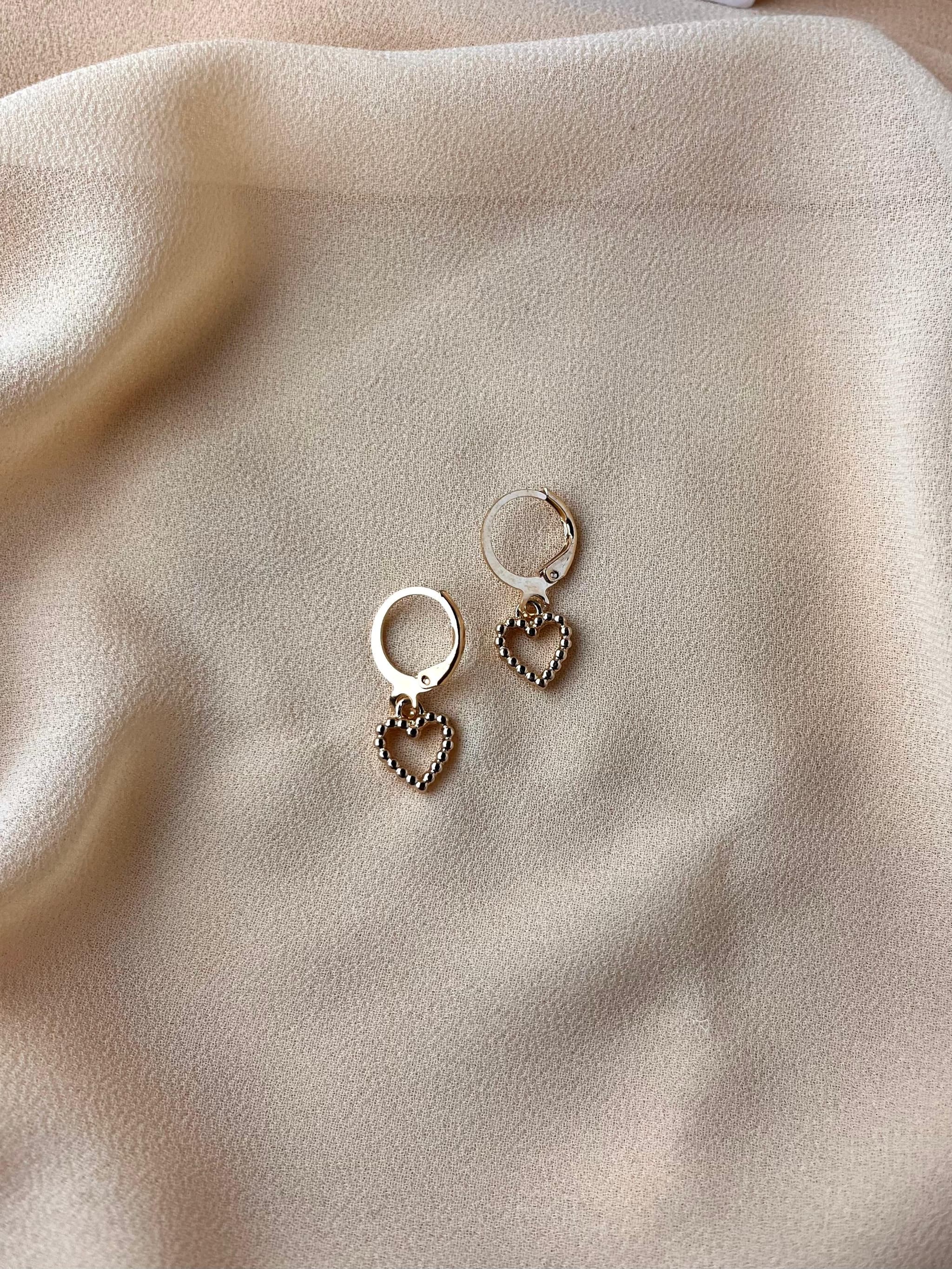 Jenmore Petite Beaded Heart Leverback Drop Earrings