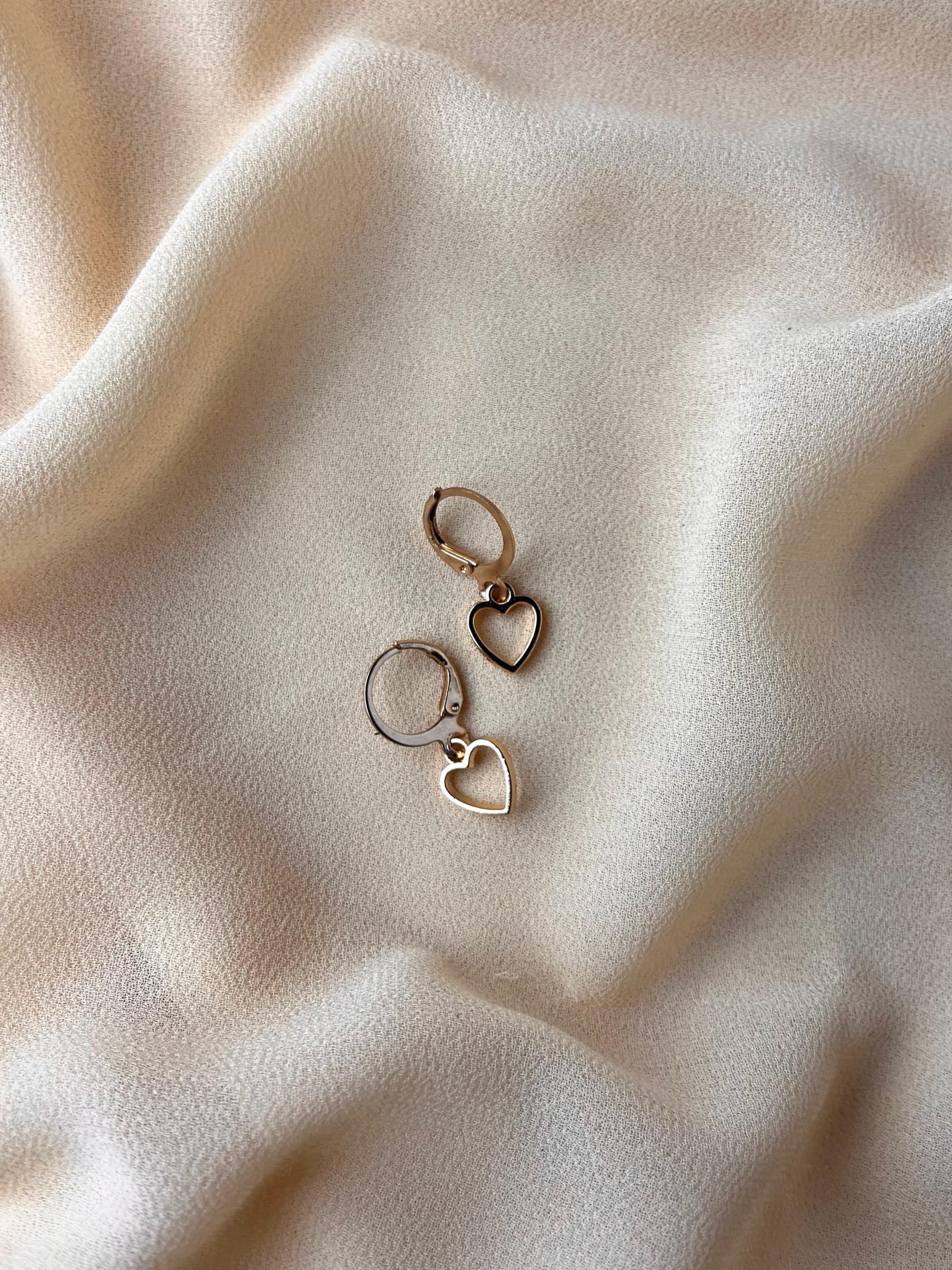Jenmore Minimalist Open Silhouette Heart Leverback Drop Earrings — view 2