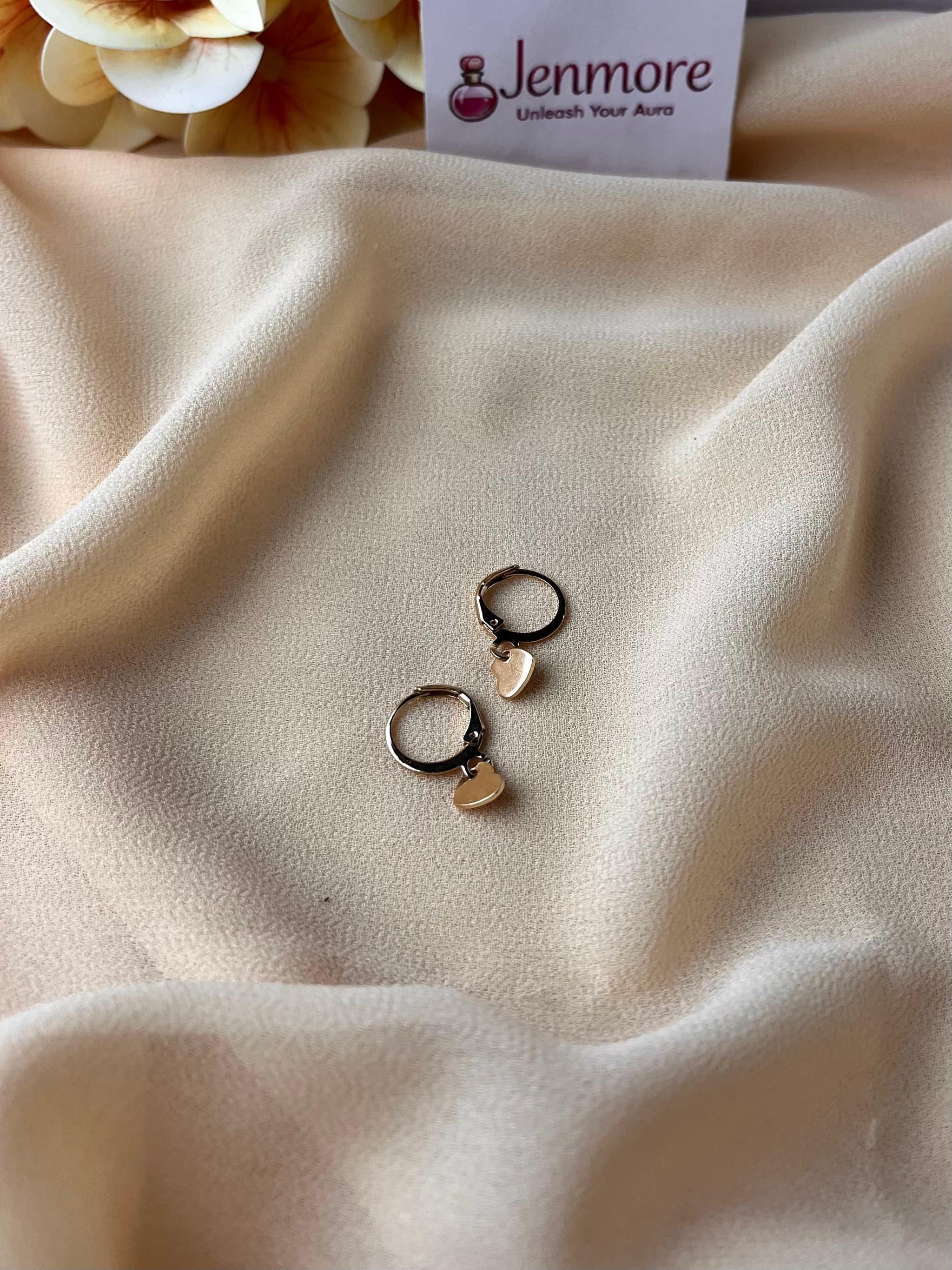 Jenmore Minimalist Flat Disc Heart Leverback Drop Earrings — view 2