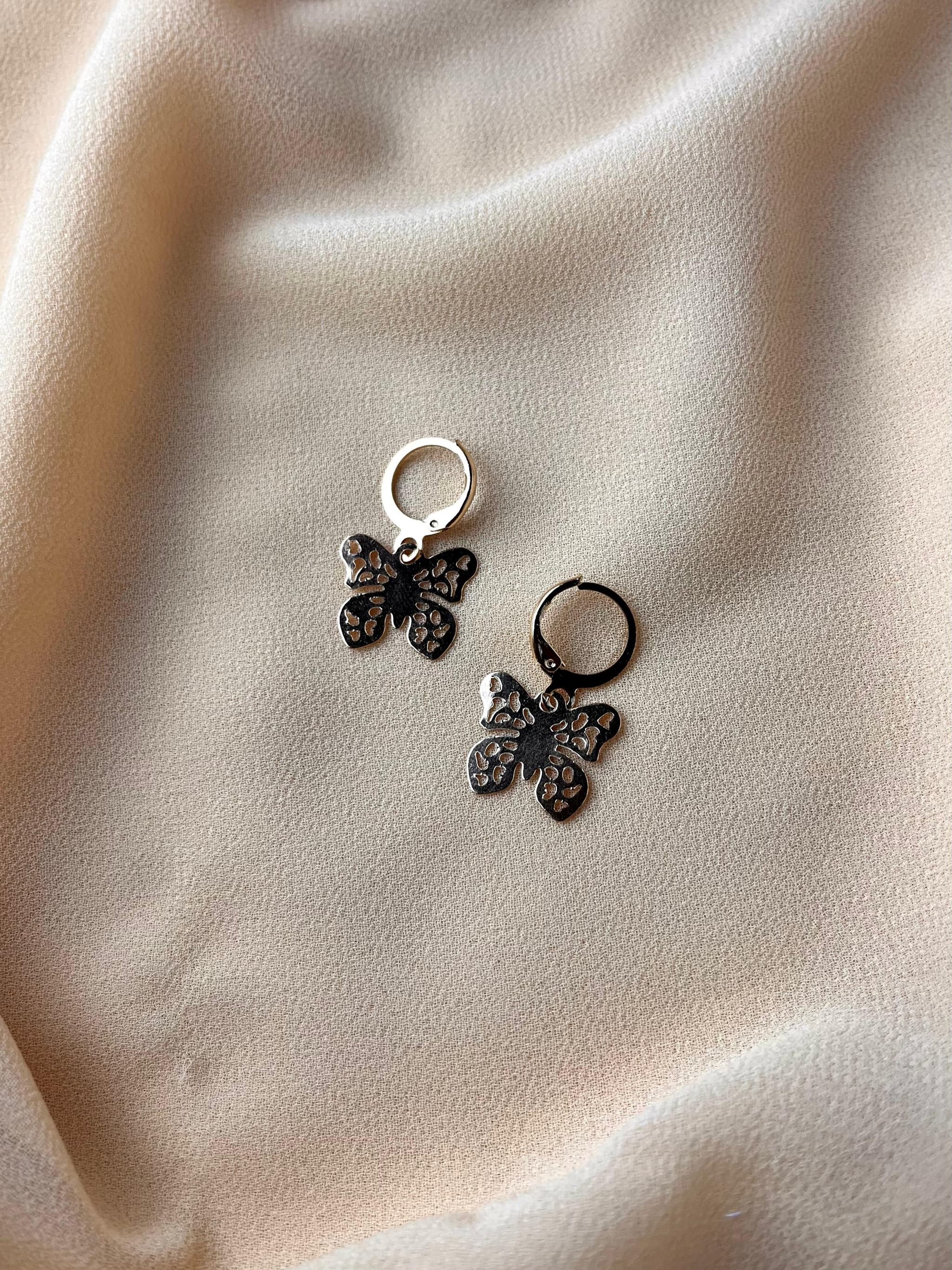 Jenmore Vintage Lace Filigree Butterfly Leverback Drop Earrings — view 3