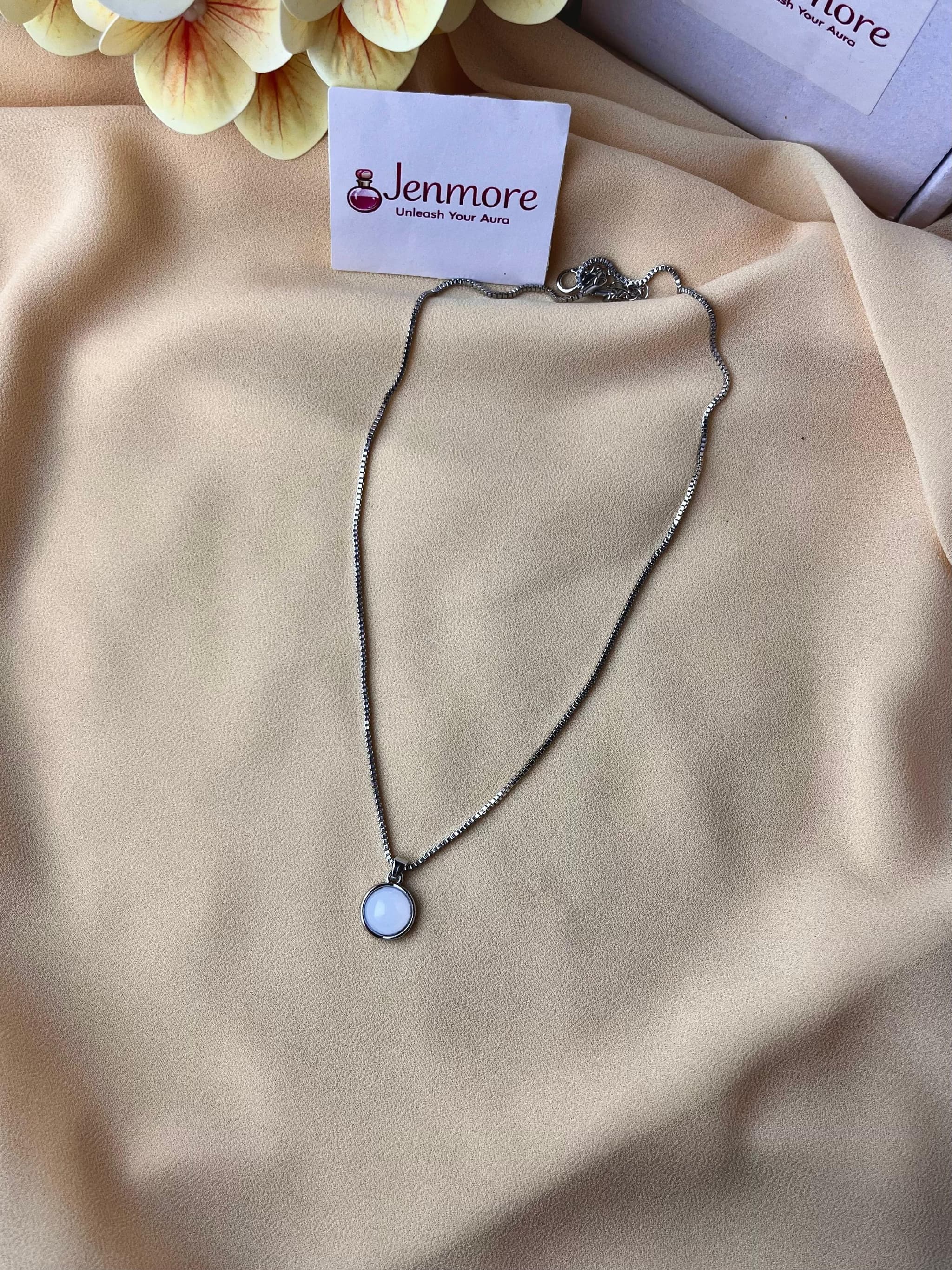 Jenmore Twilight Aura Round Opal-Style Pendant Chain Necklace — view 2