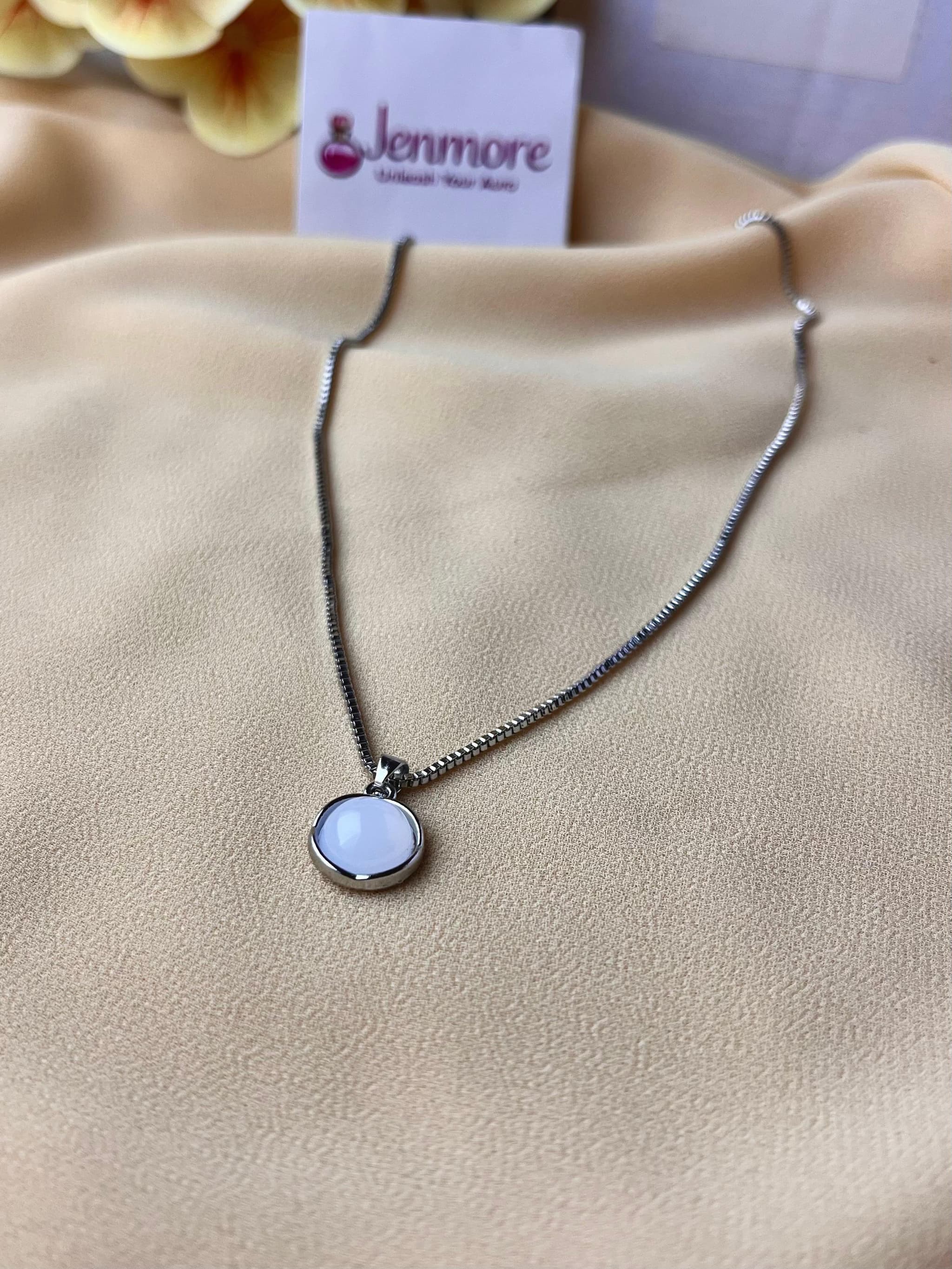 Jenmore Twilight Aura Round Opal-Style Pendant Chain Necklace — view 3