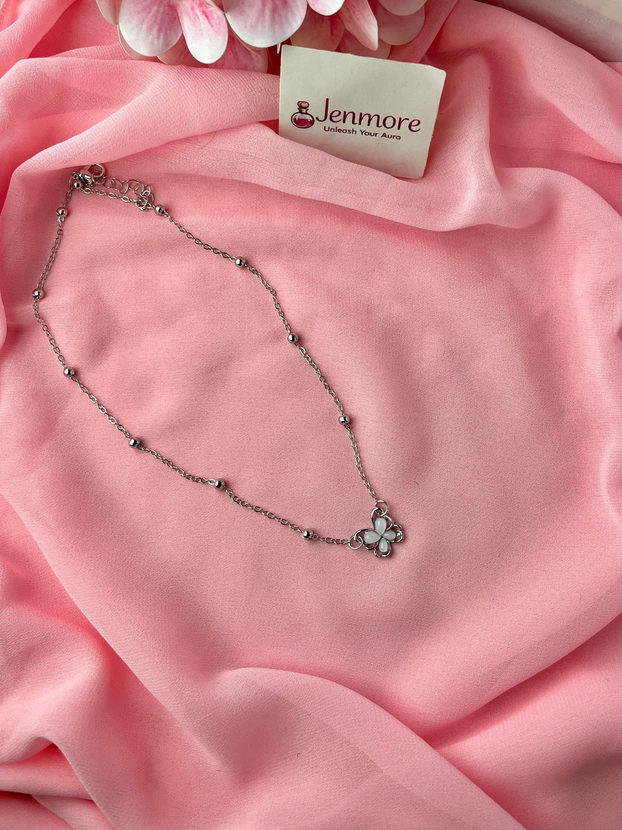 Jenmore Twilight Blossom Beaded Station Choker Necklace — view 3