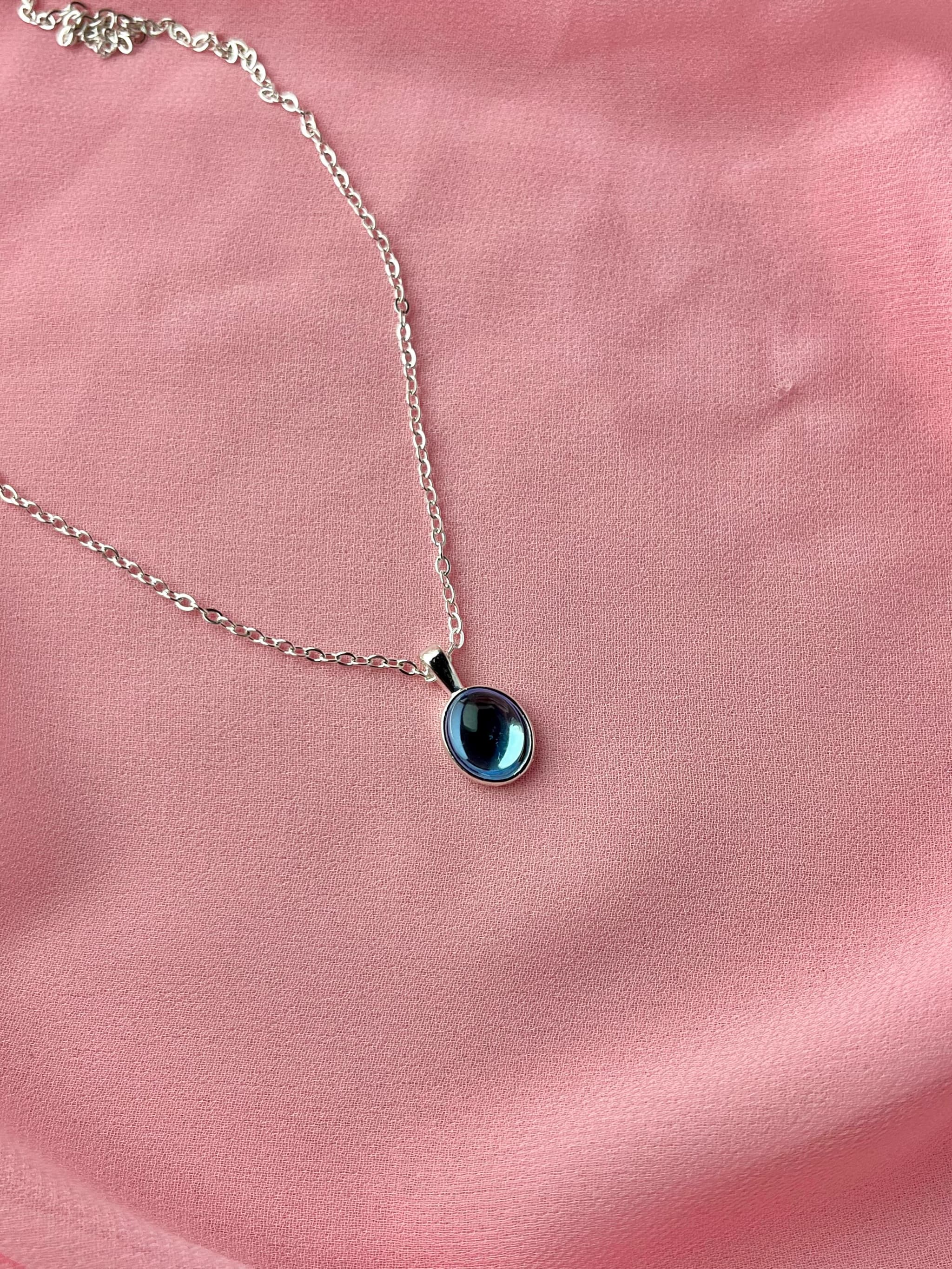 Jenmore Deep Ocean Oval Crystal Pendant Necklace — view 2