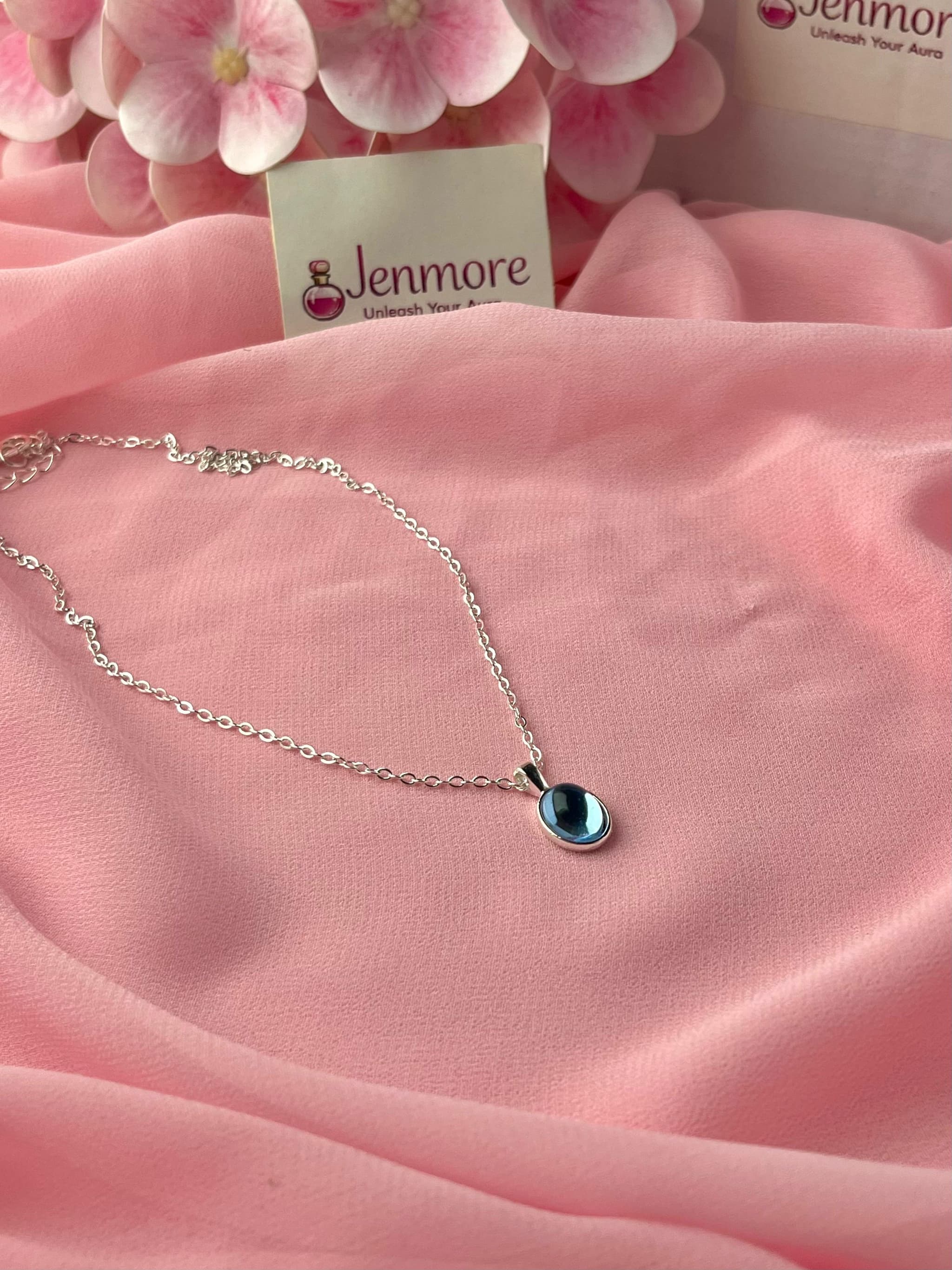 Jenmore Deep Ocean Oval Crystal Pendant Necklace — view 3