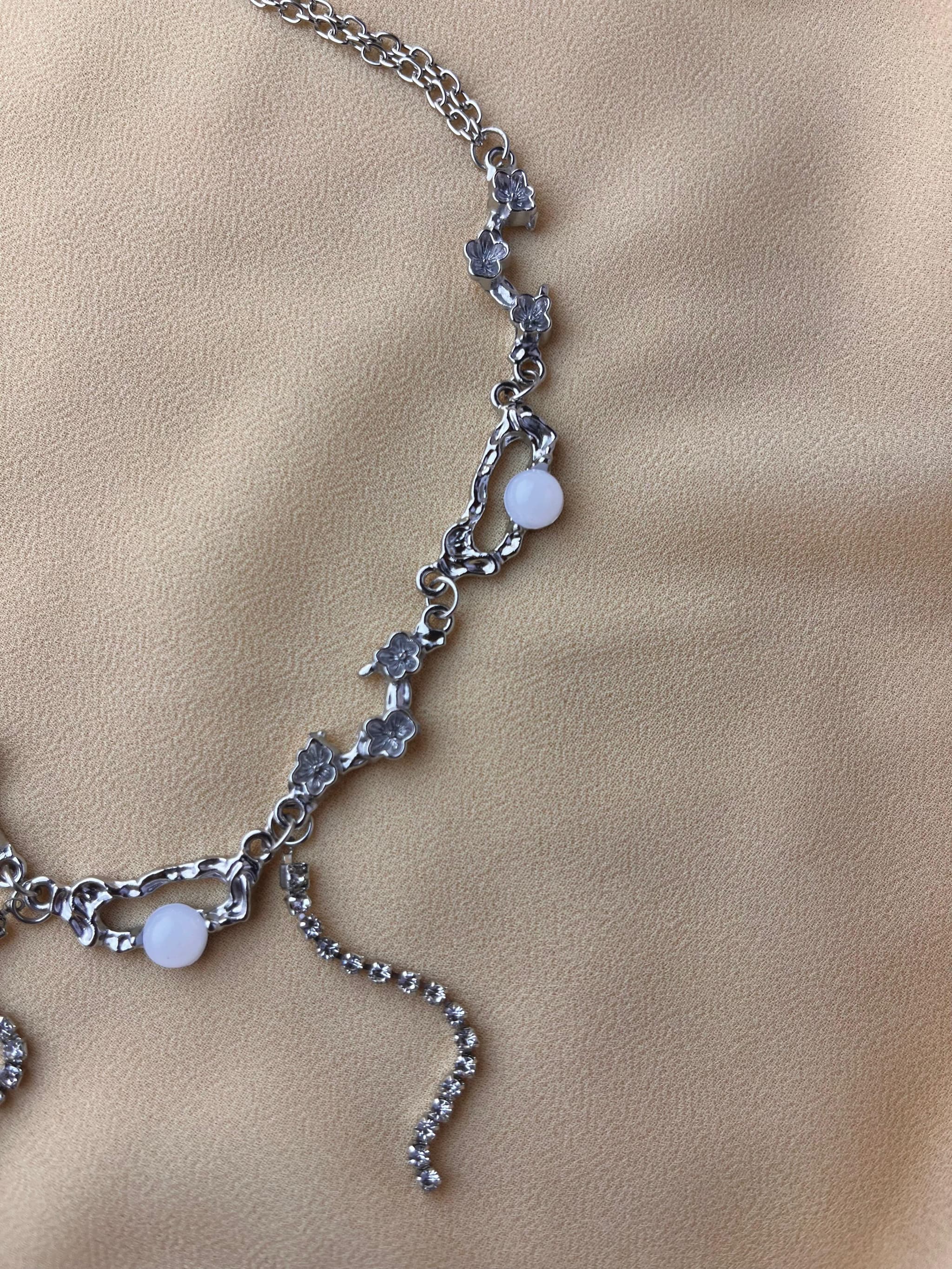 Jenmore Enchanted Blossom Opal Vine Statement Choker Necklace — view 2