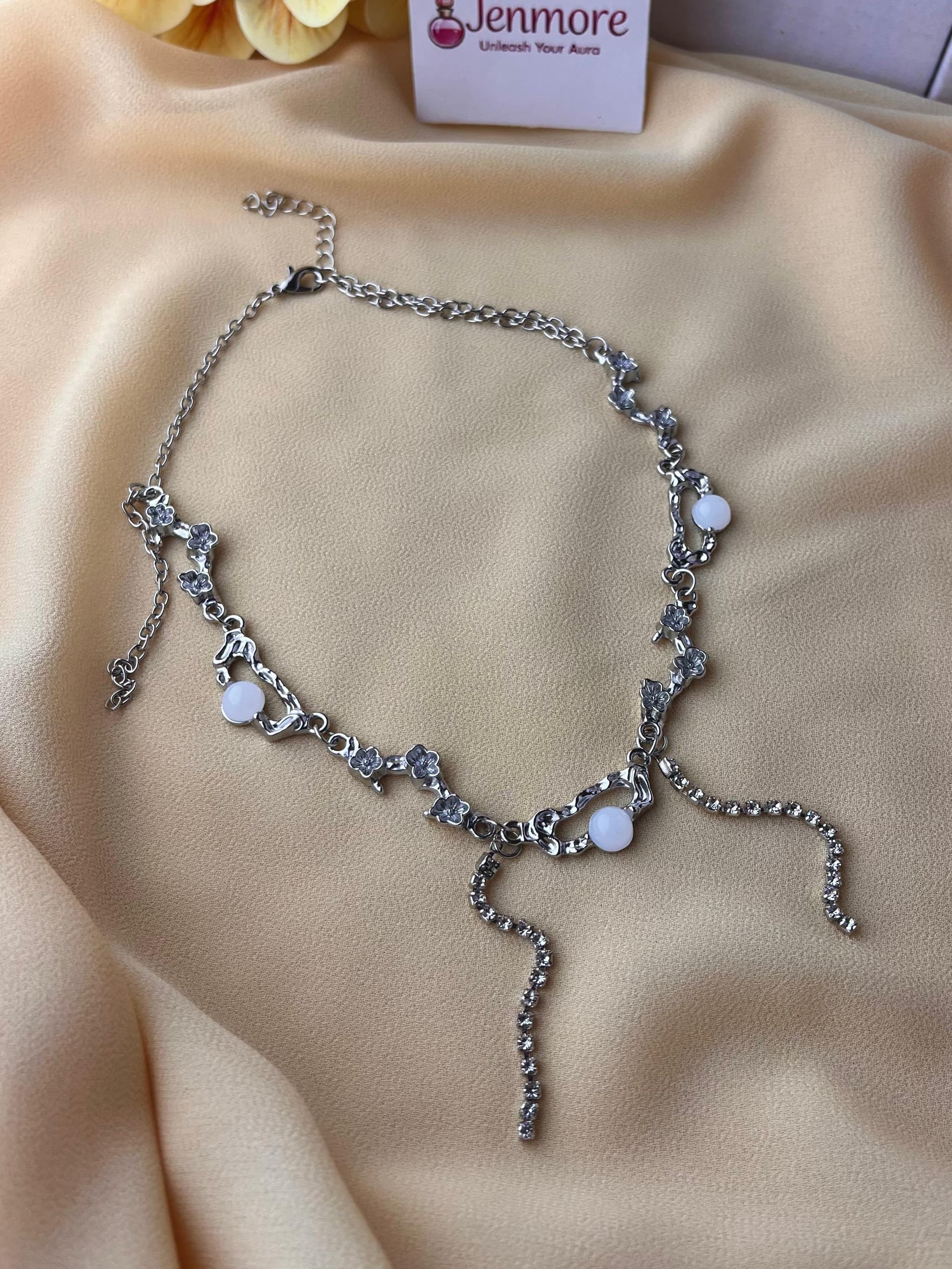 Jenmore Enchanted Blossom Opal Vine Statement Choker Necklace — view 3