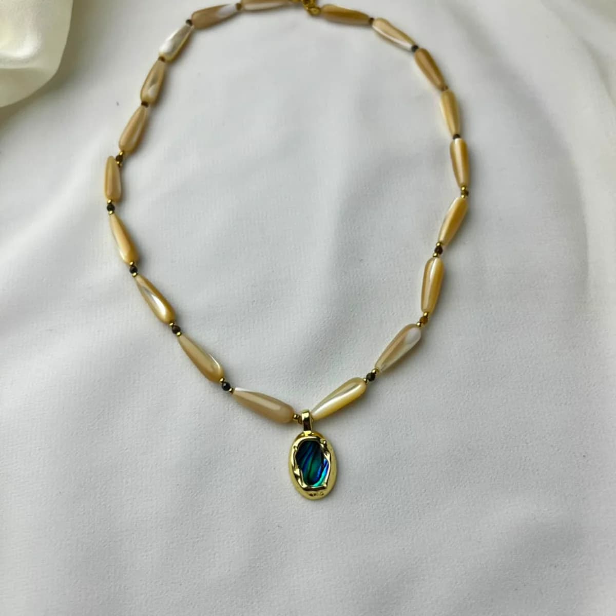 Jenmore Vintage Iridescence Liquid Gold Meridian Necklace — view 3