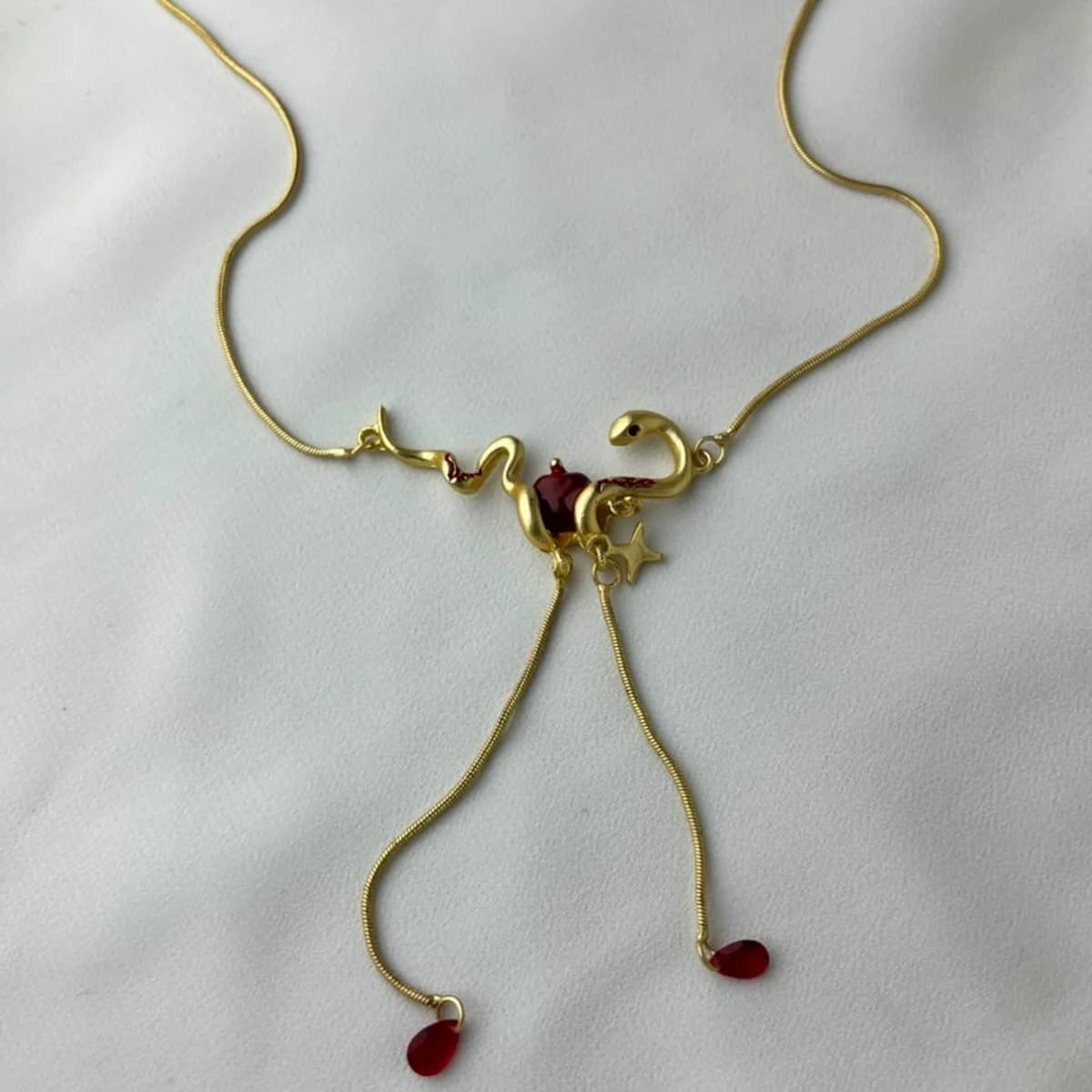 Jenmore Forbidden Heart Liquid Gold Snake Necklace — view 2