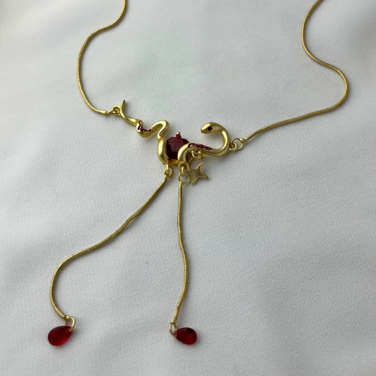 Jenmore Forbidden Heart Liquid Gold Snake Necklace — view 3