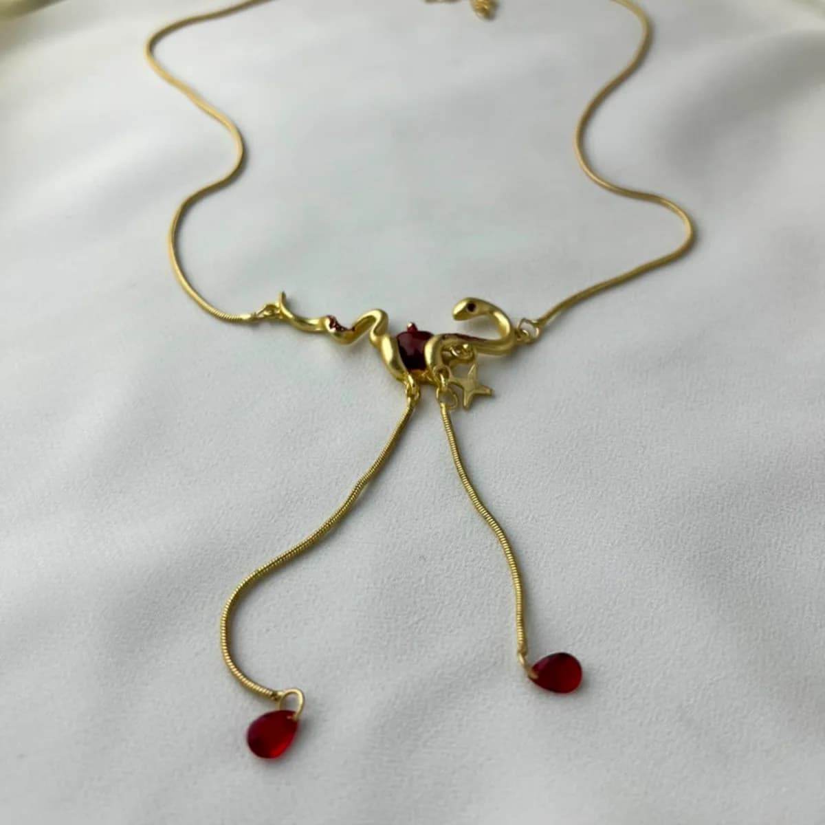 Jenmore Forbidden Heart Liquid Gold Snake Necklace — view 4