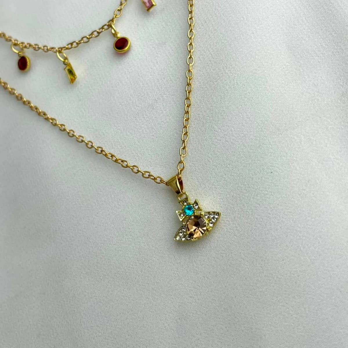 Jenmore Galaxy Blossom Layered Gemstone Necklace — view 2