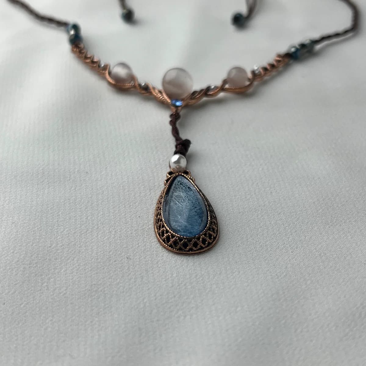 Jenmore Ethereal Kyanite Macrame Drop Necklace — view 3