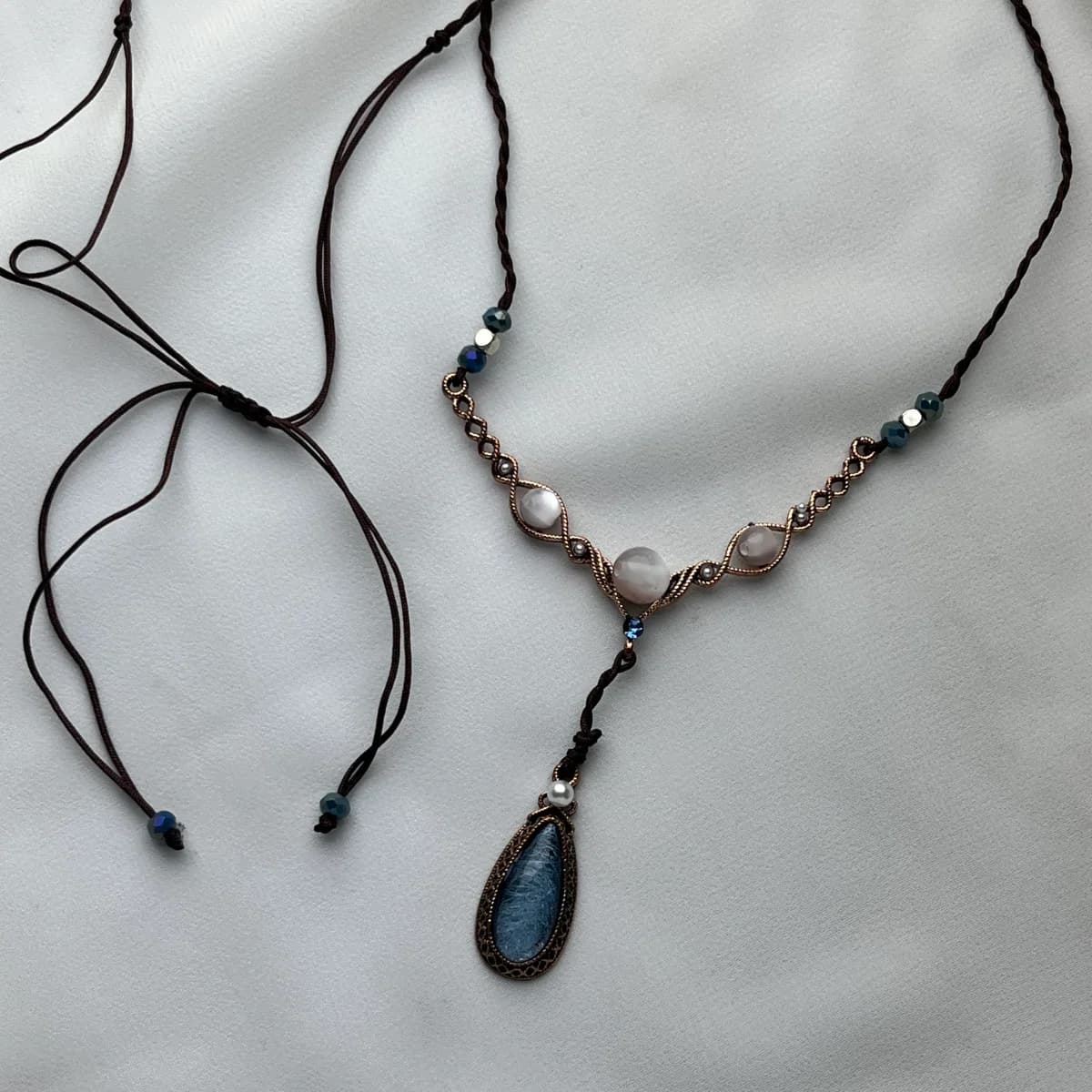 Jenmore Ethereal Kyanite Macrame Drop Necklace — view 4