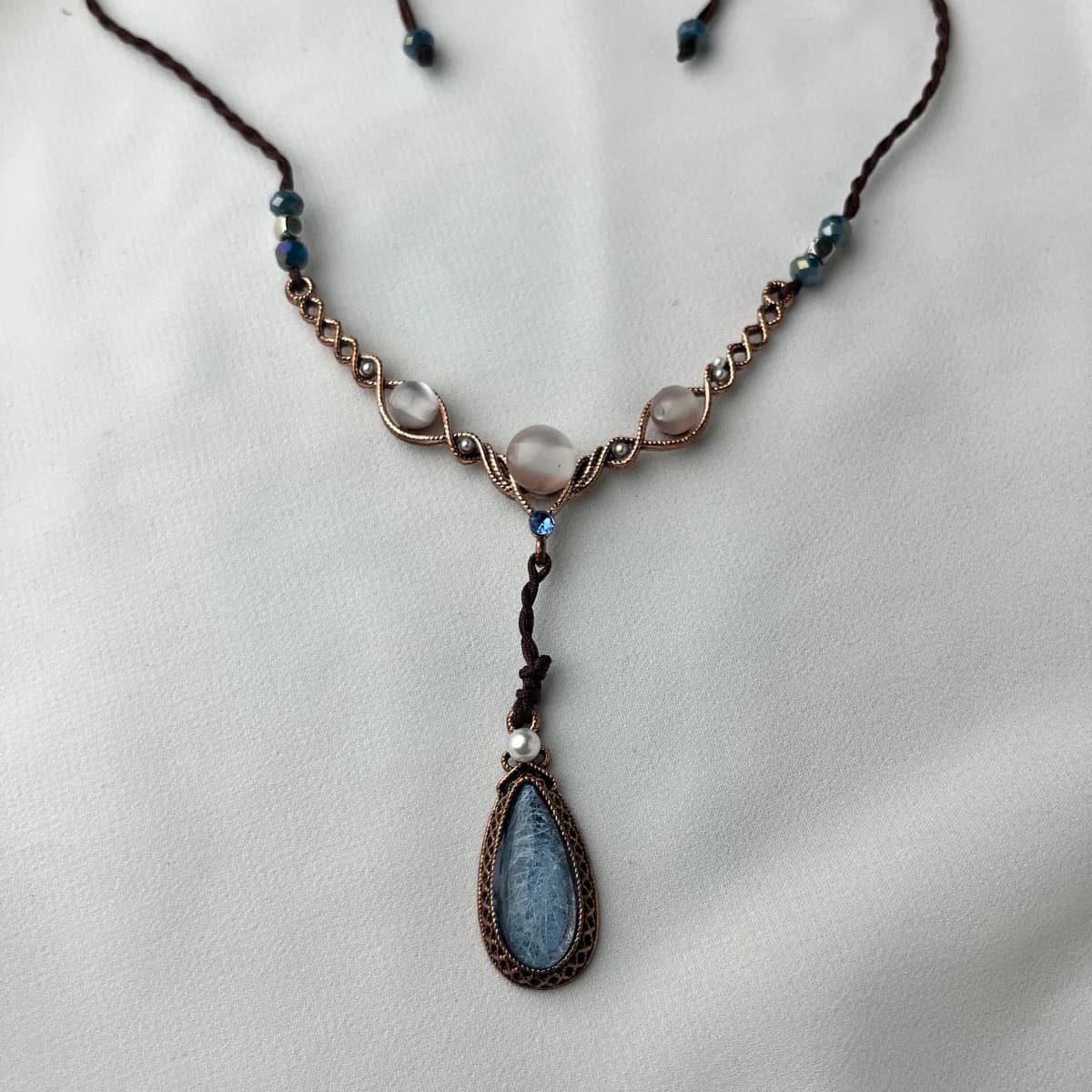 Jenmore Ethereal Kyanite Macrame Drop Necklace — view 2